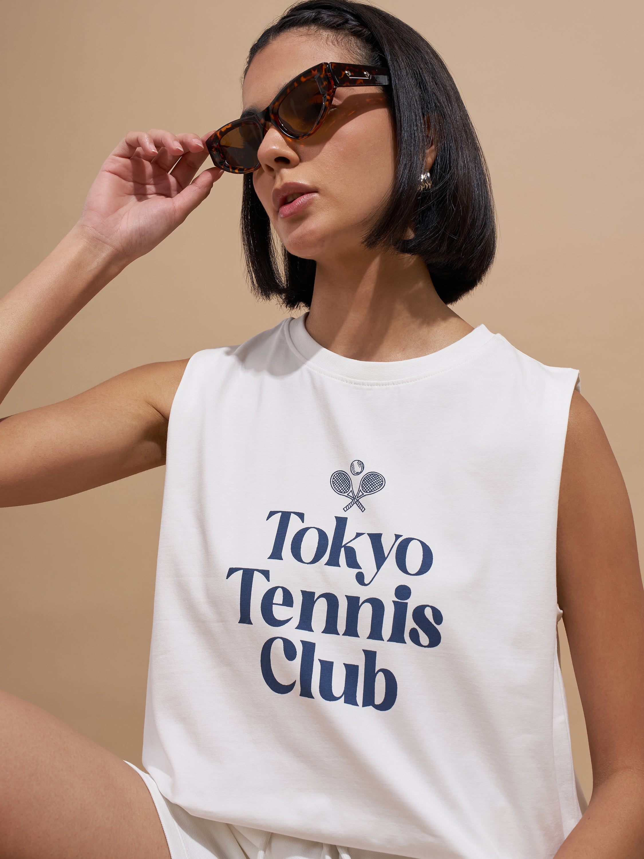 Tokyo Talkies Women White Printed Round Neck T-Shirts