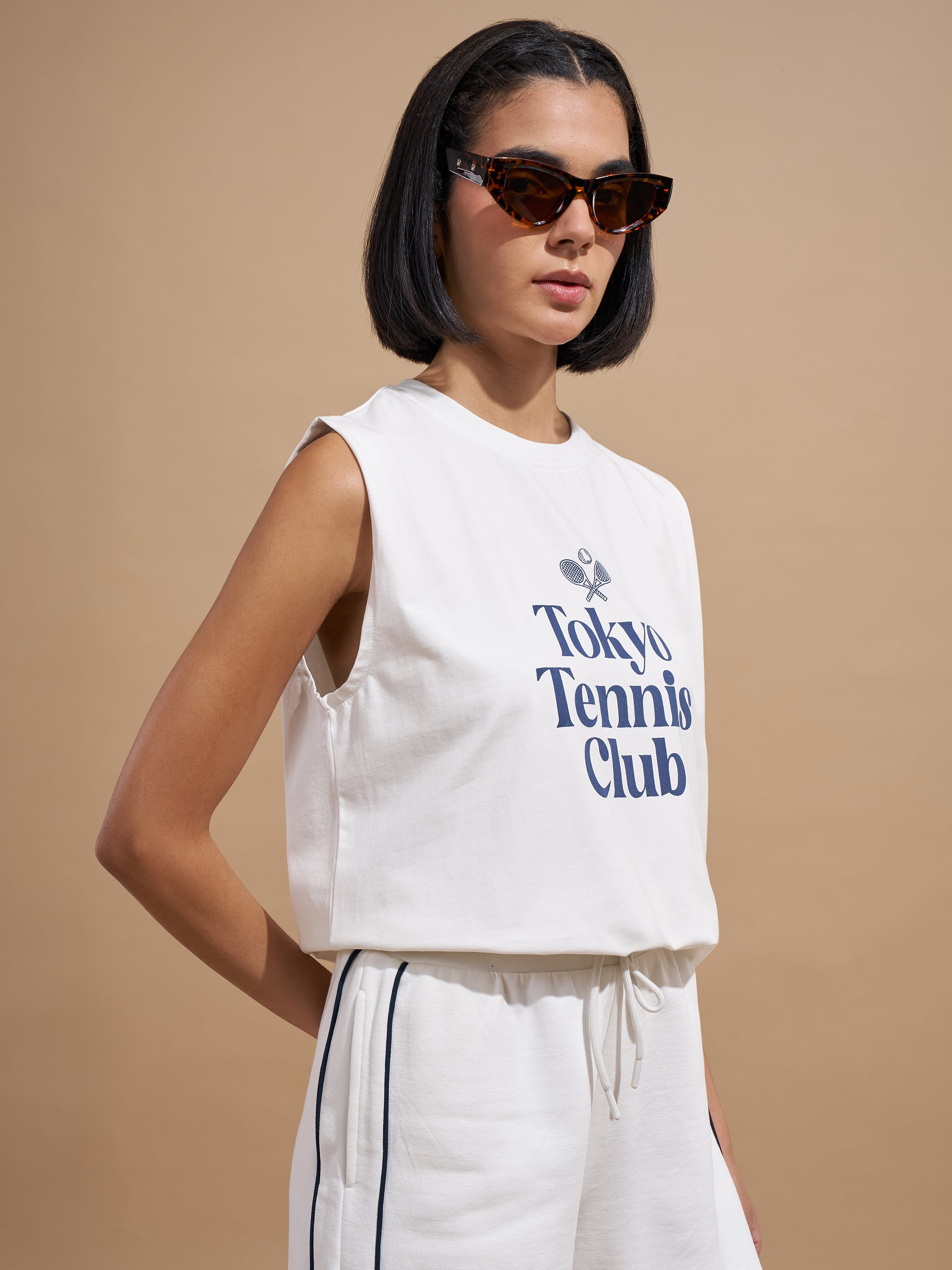 Tokyo Talkies Women White Printed Round Neck T-Shirts