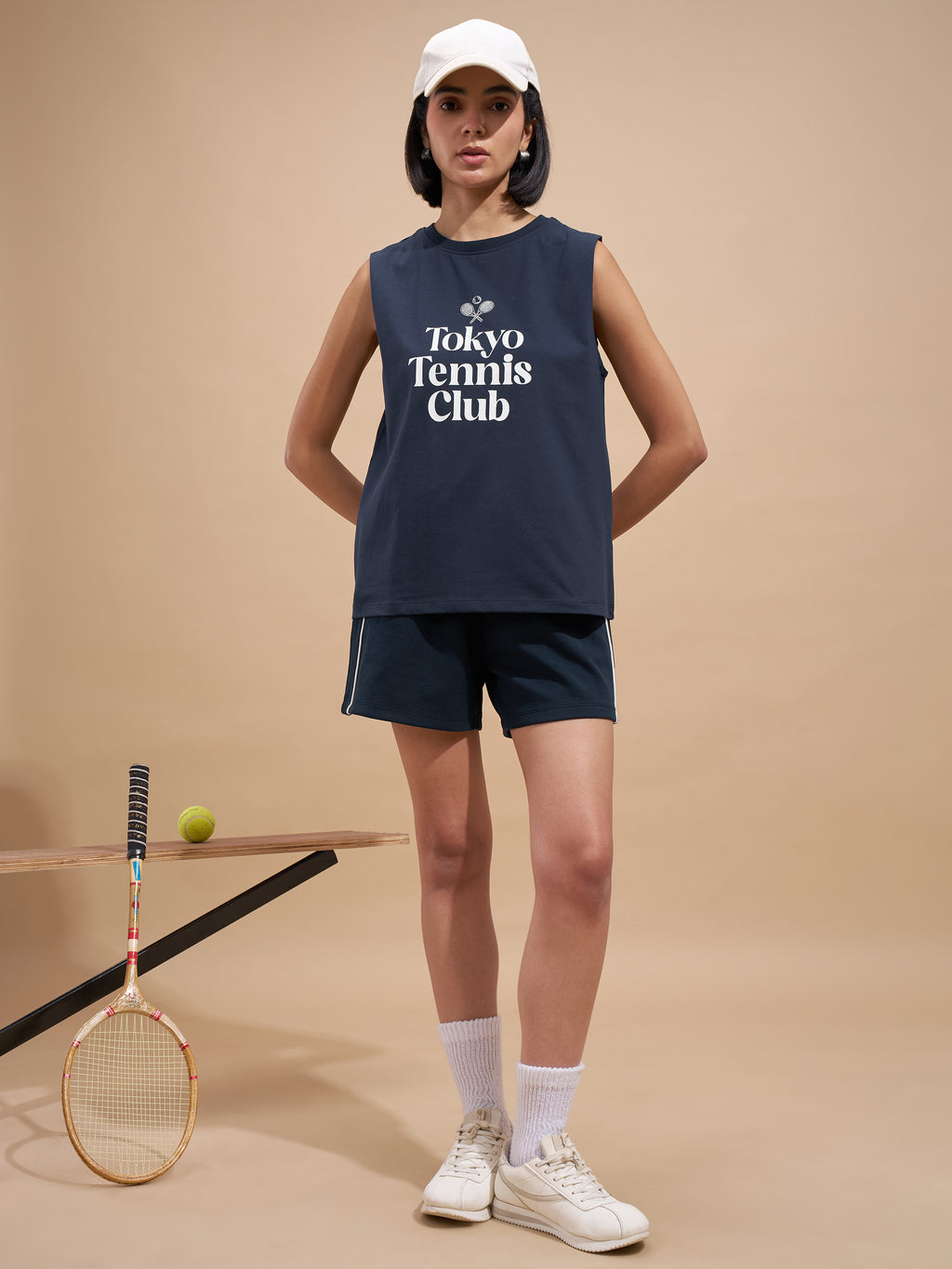 Tokyo Talkies Women Navy Blue Printed Round Neck T-Shirts