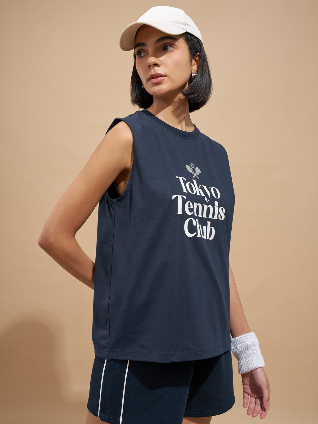 Tokyo Talkies Women Navy Blue Printed Round Neck T-Shirts