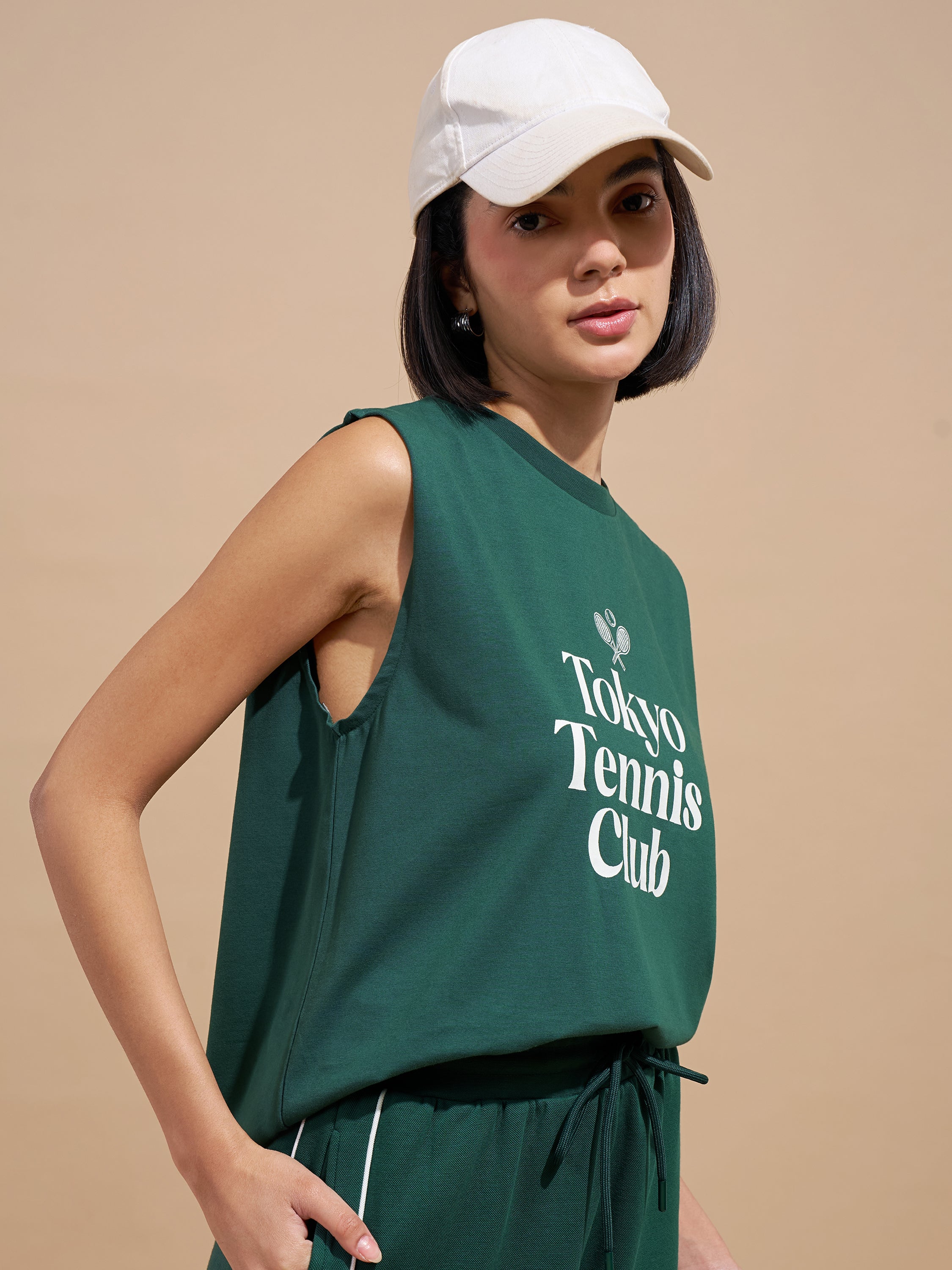 Tokyo Talkies Women Green Printed Round Neck T-Shirts