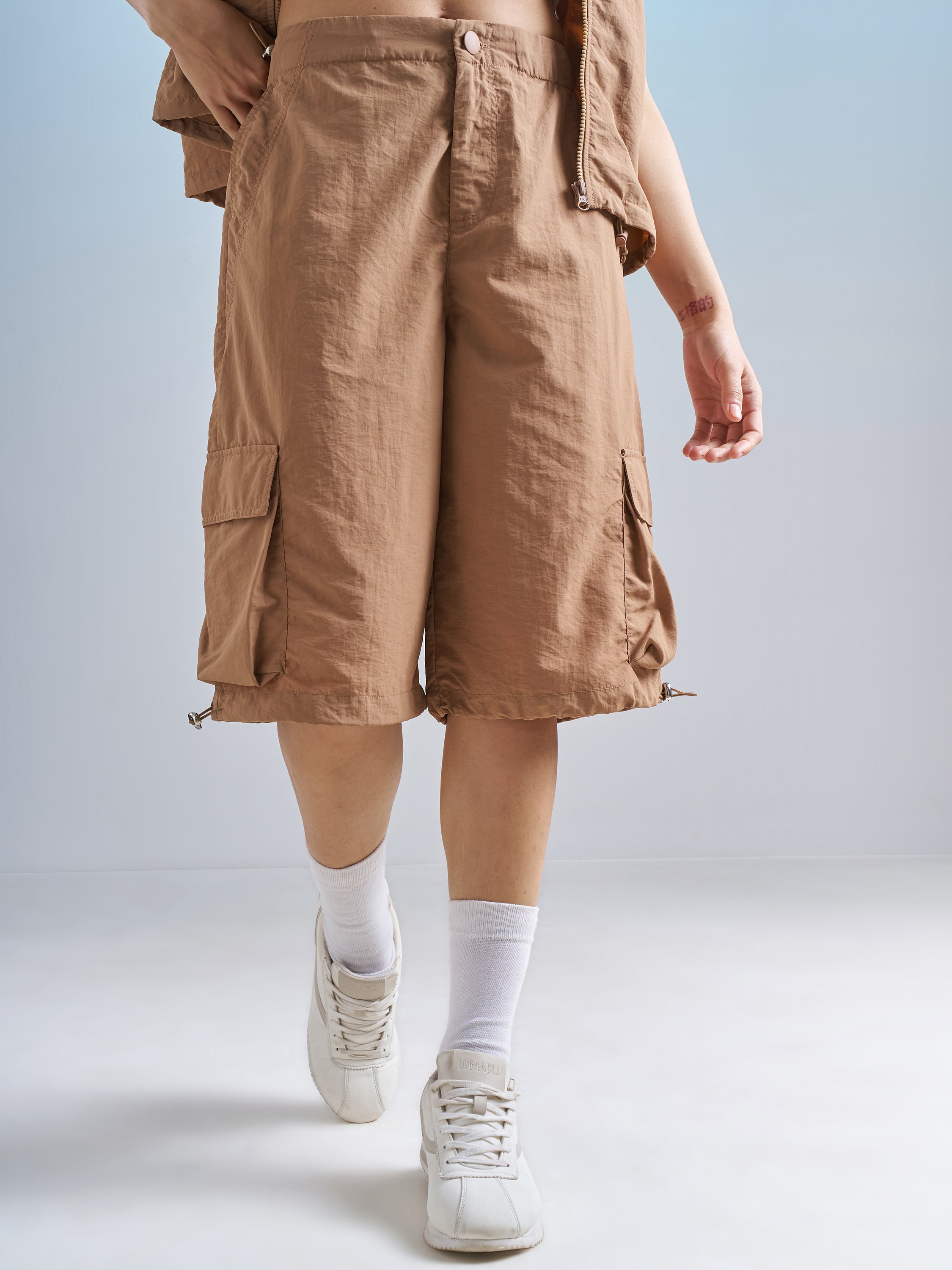 Street By Tokyo Talkies Women Brown Relaxed Fit Cargo Shorts - Brown - Image 1