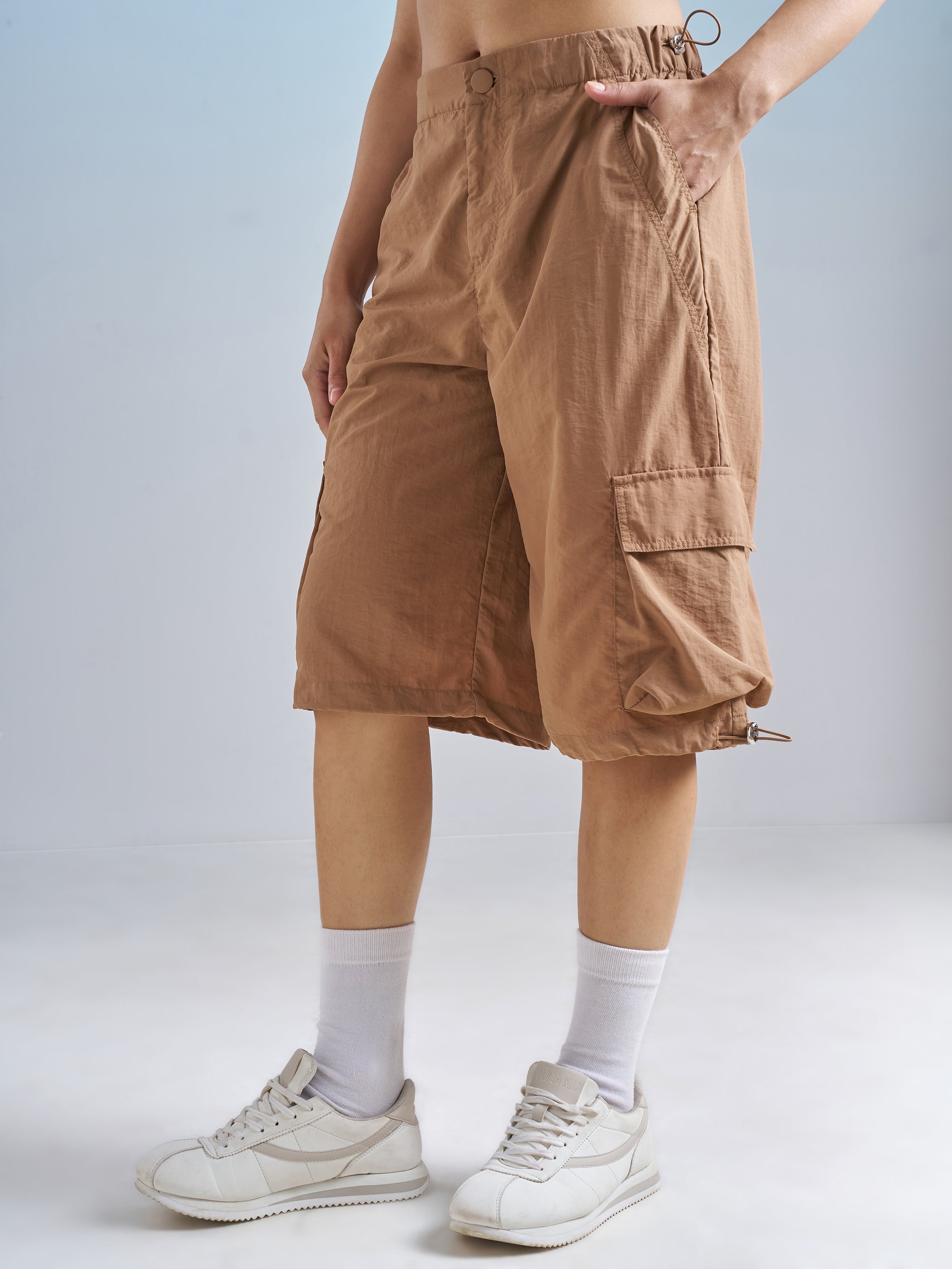 Street By Tokyo Talkies Women Brown Relaxed Fit Cargo Shorts - Brown - Image 4