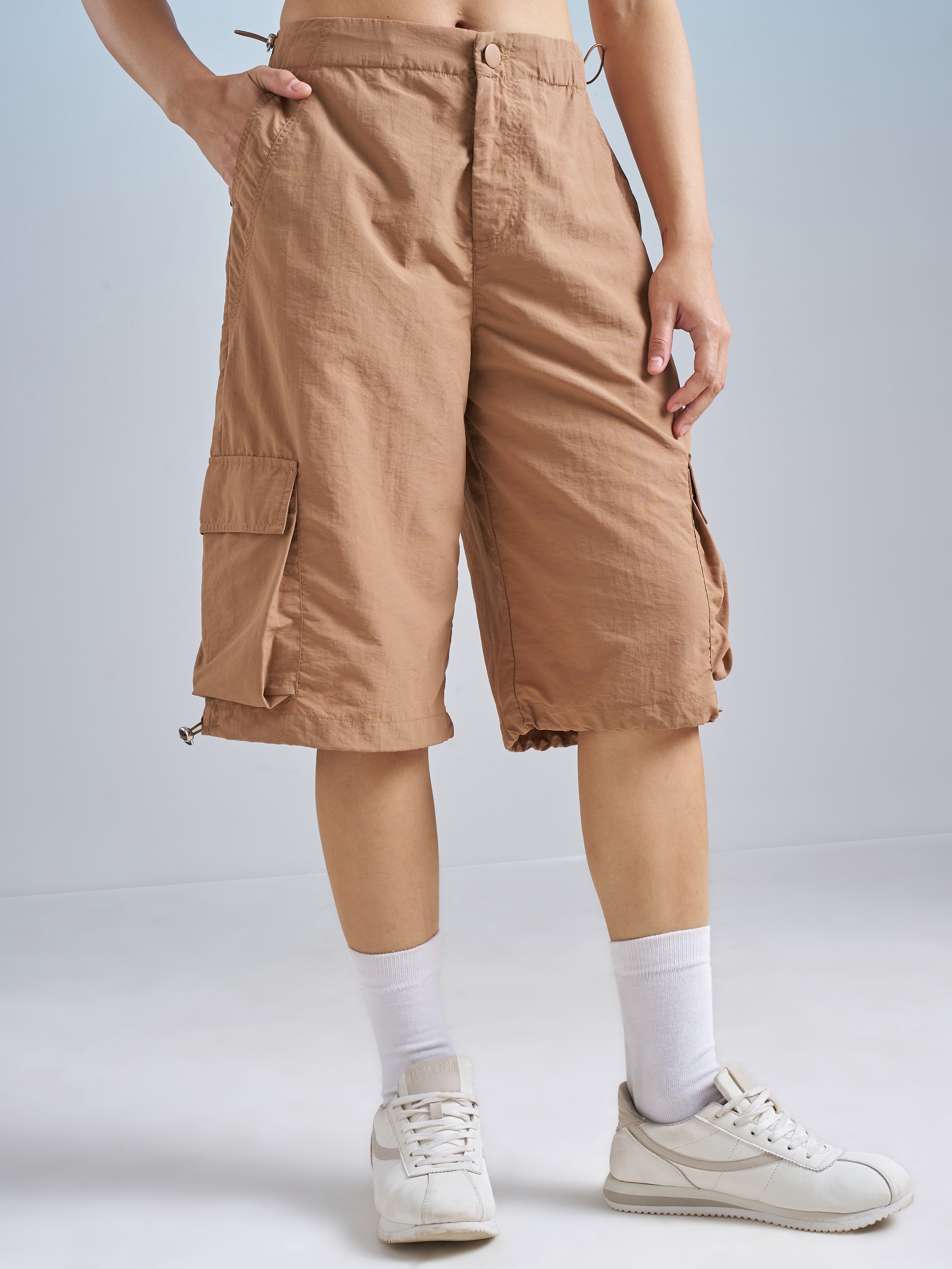 Street By Tokyo Talkies Women Brown Relaxed Fit Cargo Shorts - Brown - Image 6