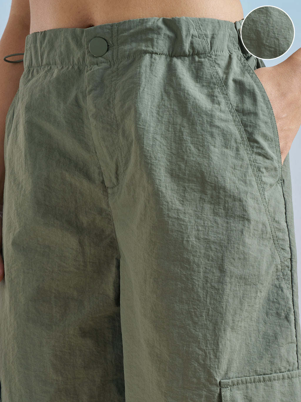 Street By Tokyo Talkies Women Olive Relaxed Fit Cargo Shorts - Olive - Image 5
