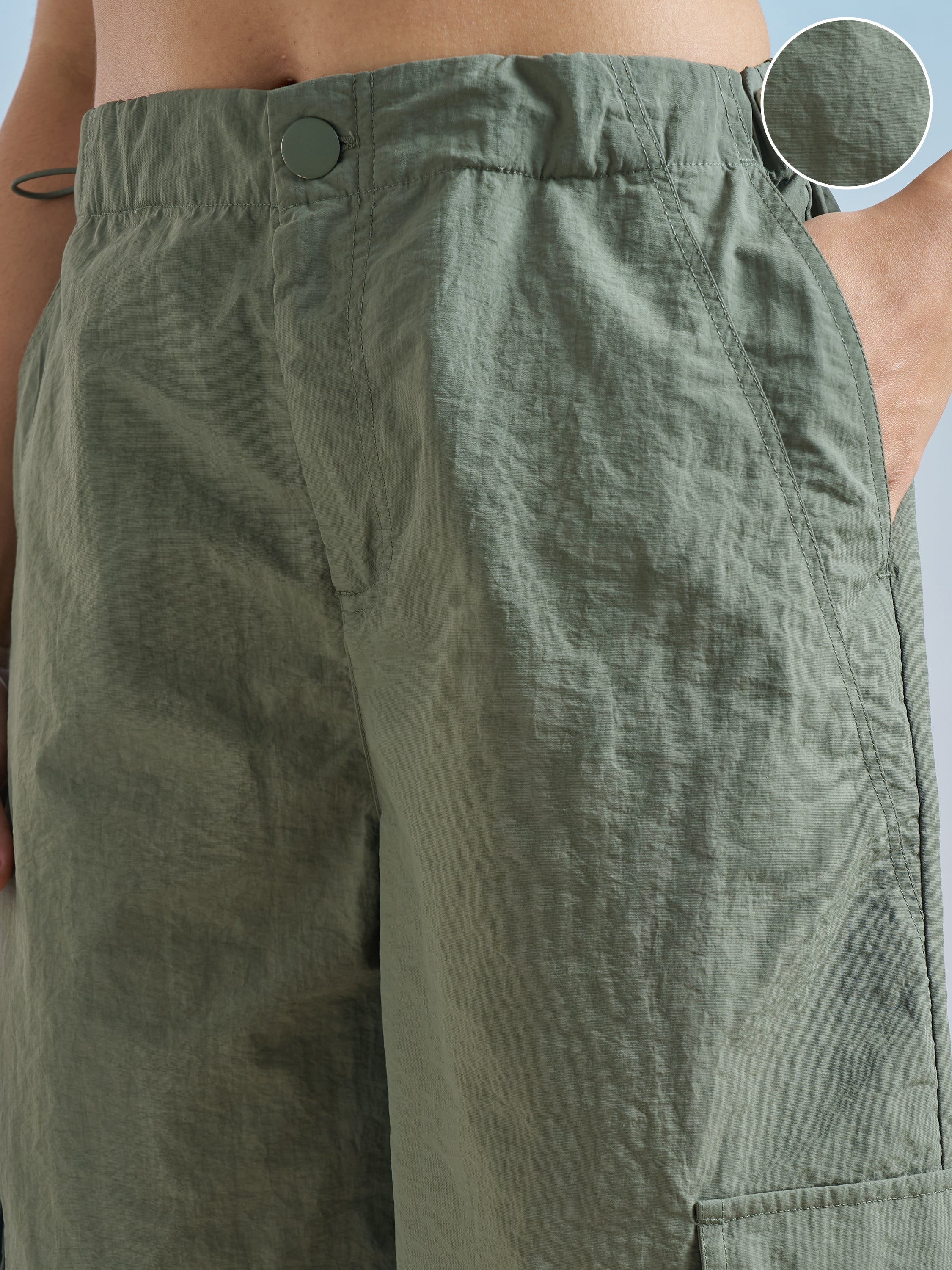 Street By Tokyo Talkies Women Olive Relaxed Fit Cargo Shorts - Olive - Image 5