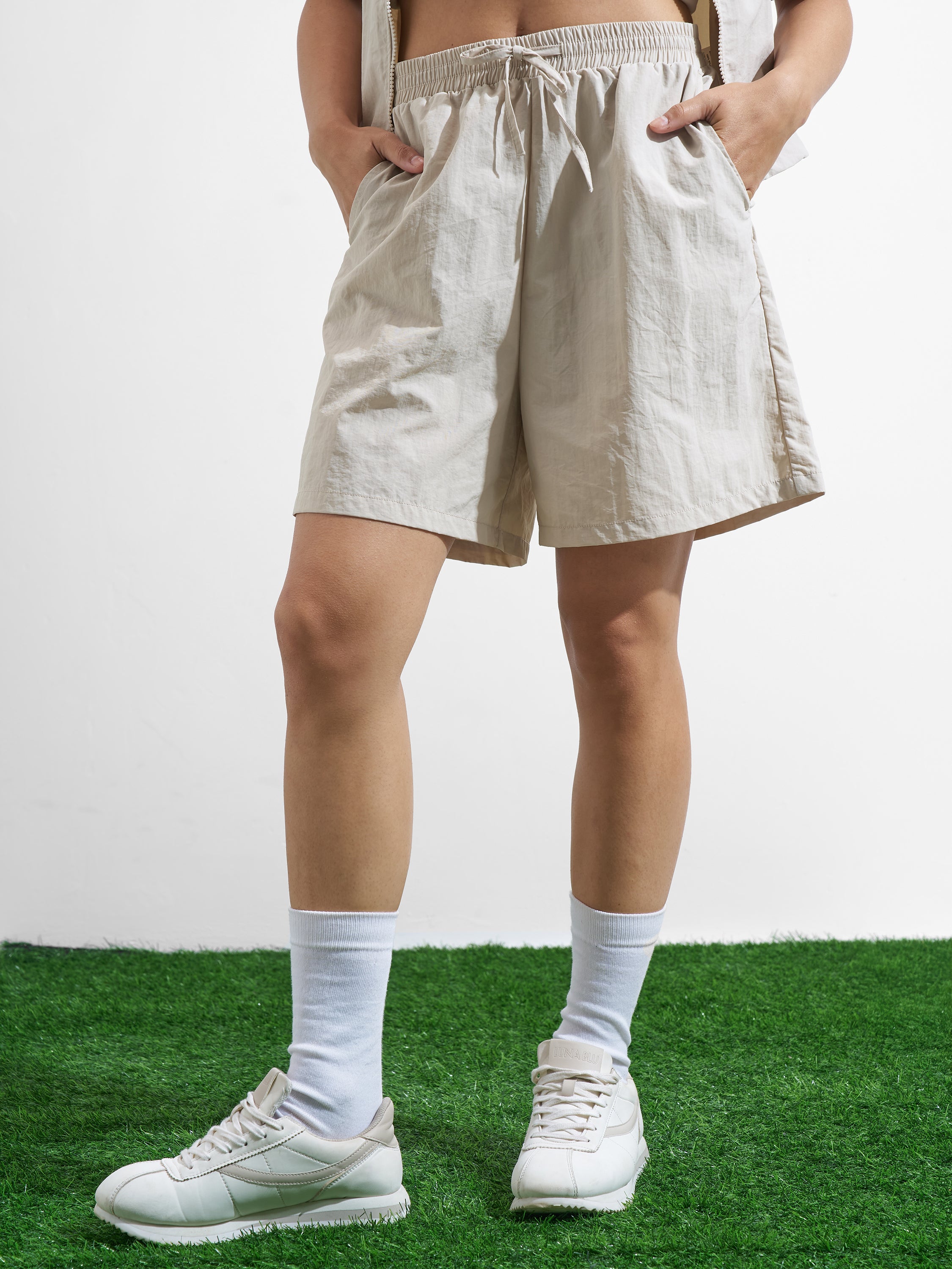 Street By Tokyo Talkies Women Beige Regular Fit Shorts - Beige - Image 1