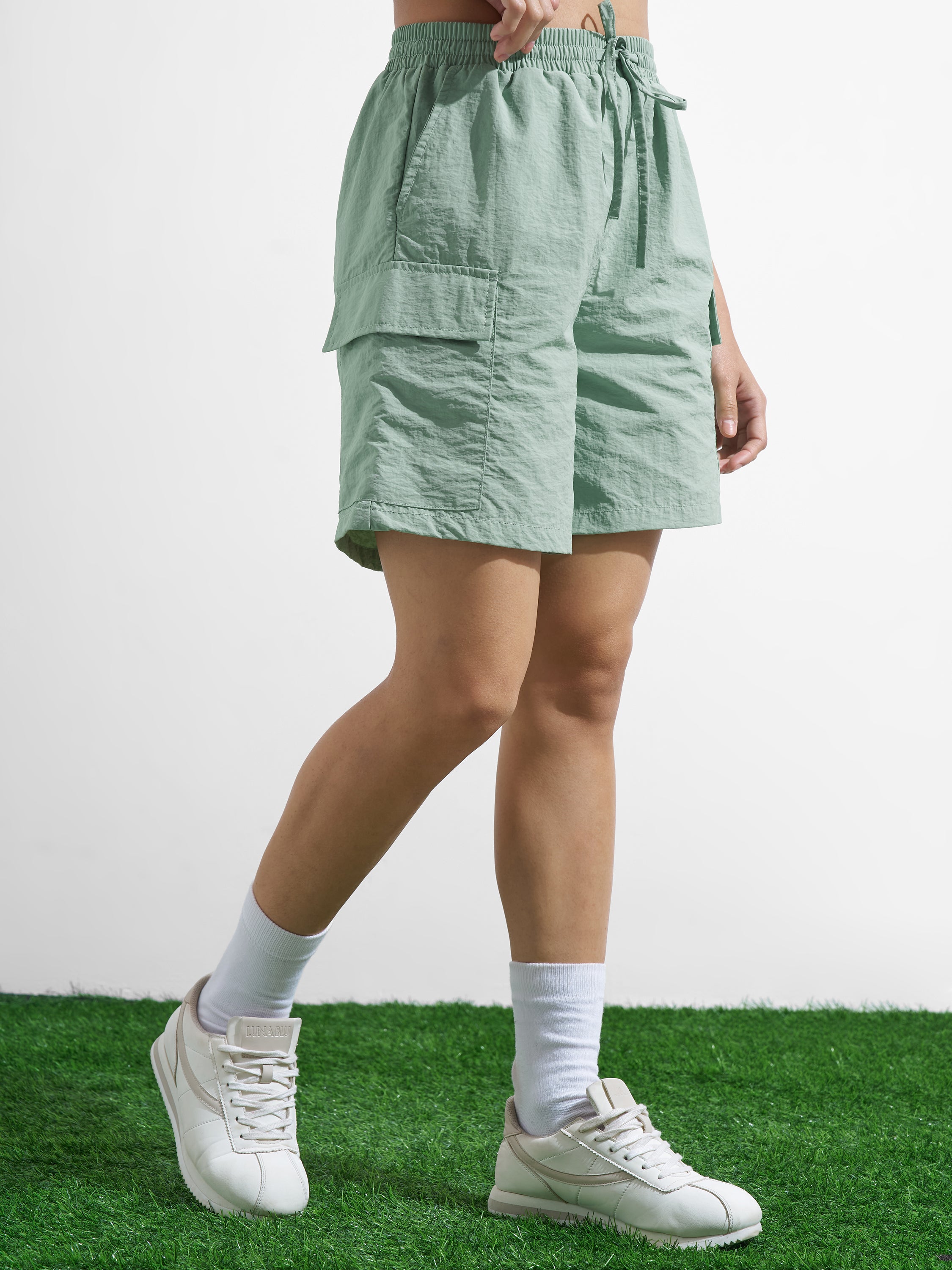 Street By Tokyo Talkies Women Green Regular Fit Shorts - Green - Image 6