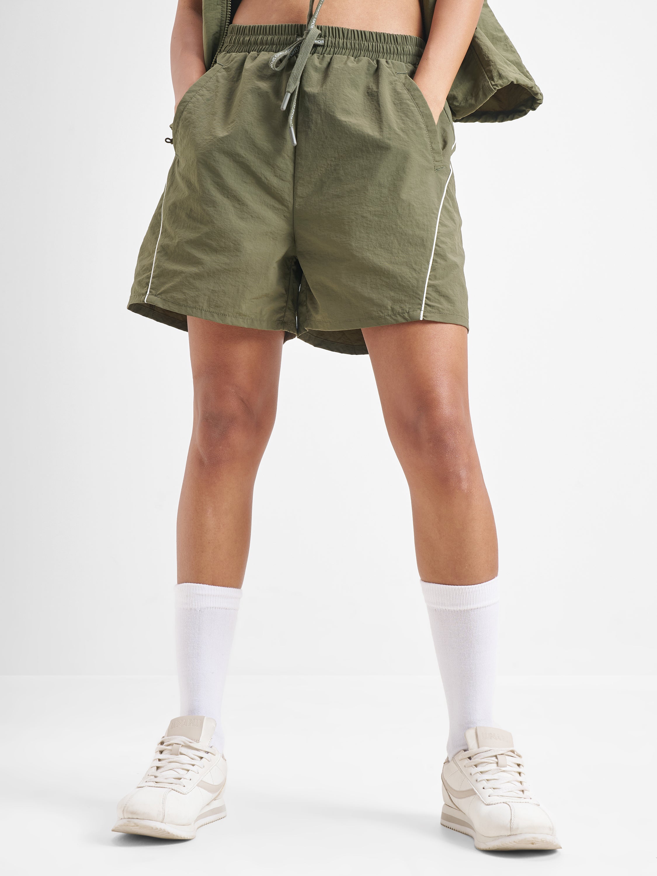 Street By Tokyo Talkies Women Green Regular Fit Shorts - Green - Image 1