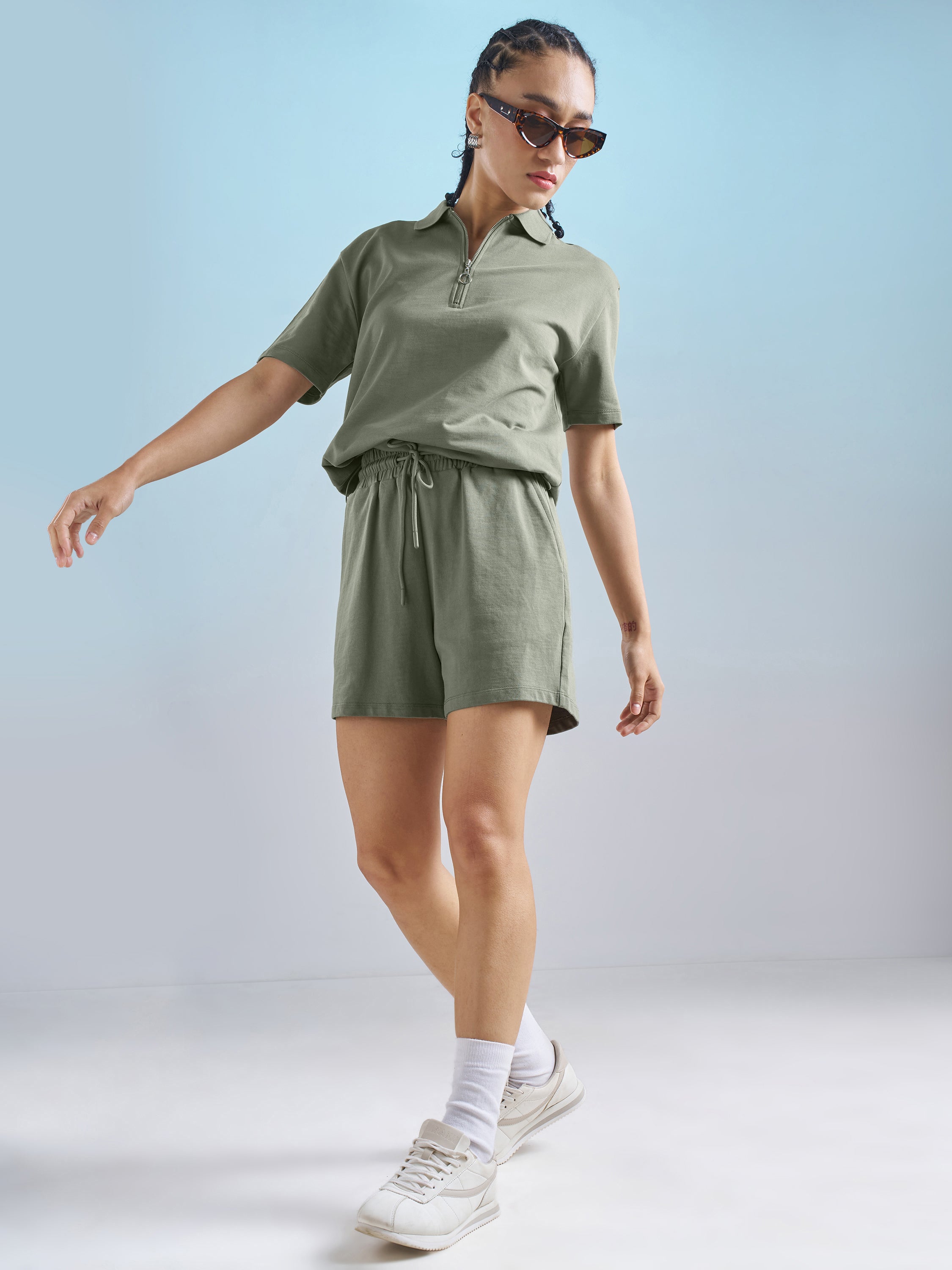 Street By Tokyo Talkies Women Olive Relaxed Fit Shorts - Olive - Image 2