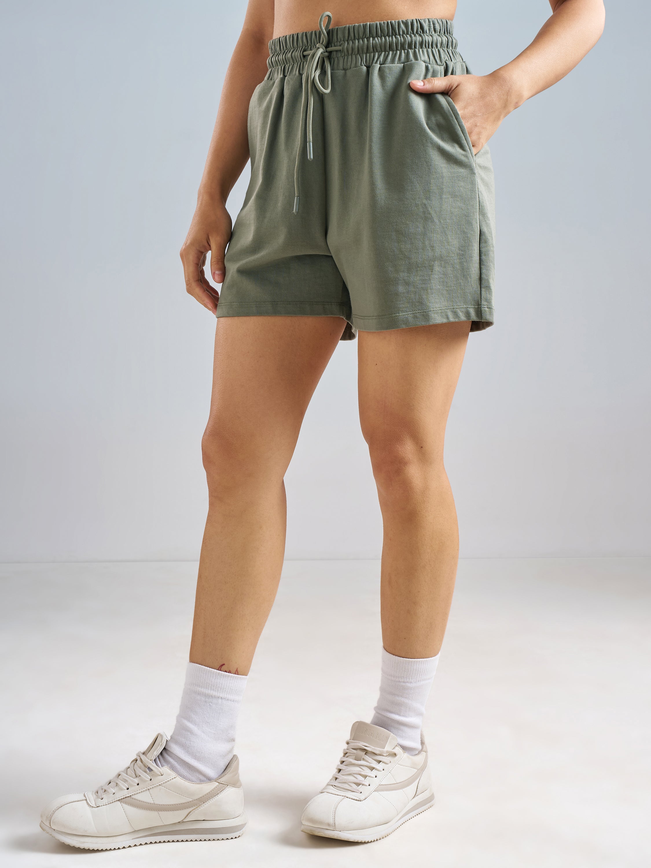 Street By Tokyo Talkies Women Olive Relaxed Fit Shorts - Olive - Image 4