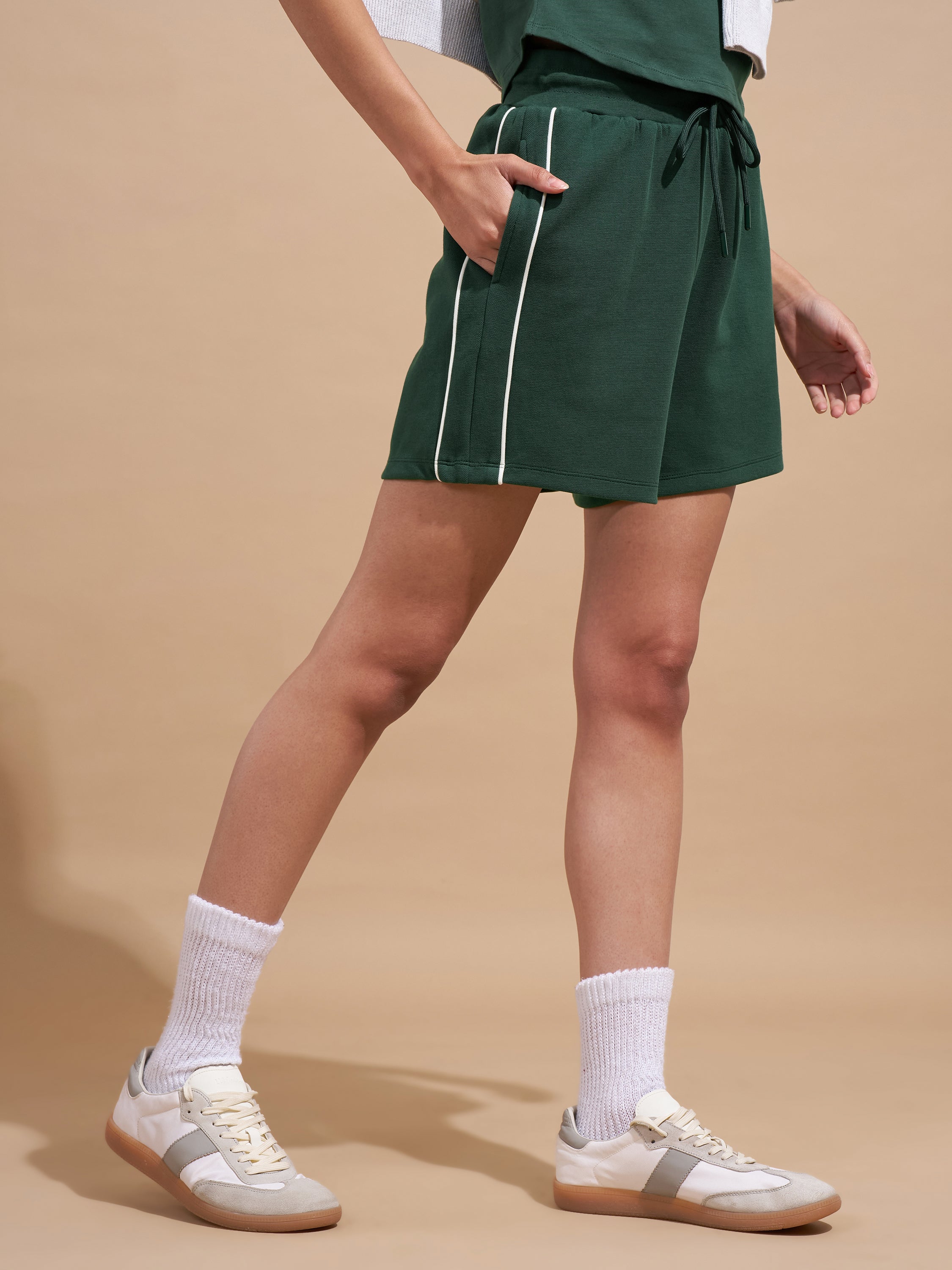 Tokyo Talkies Women Green Regular Fit Shorts