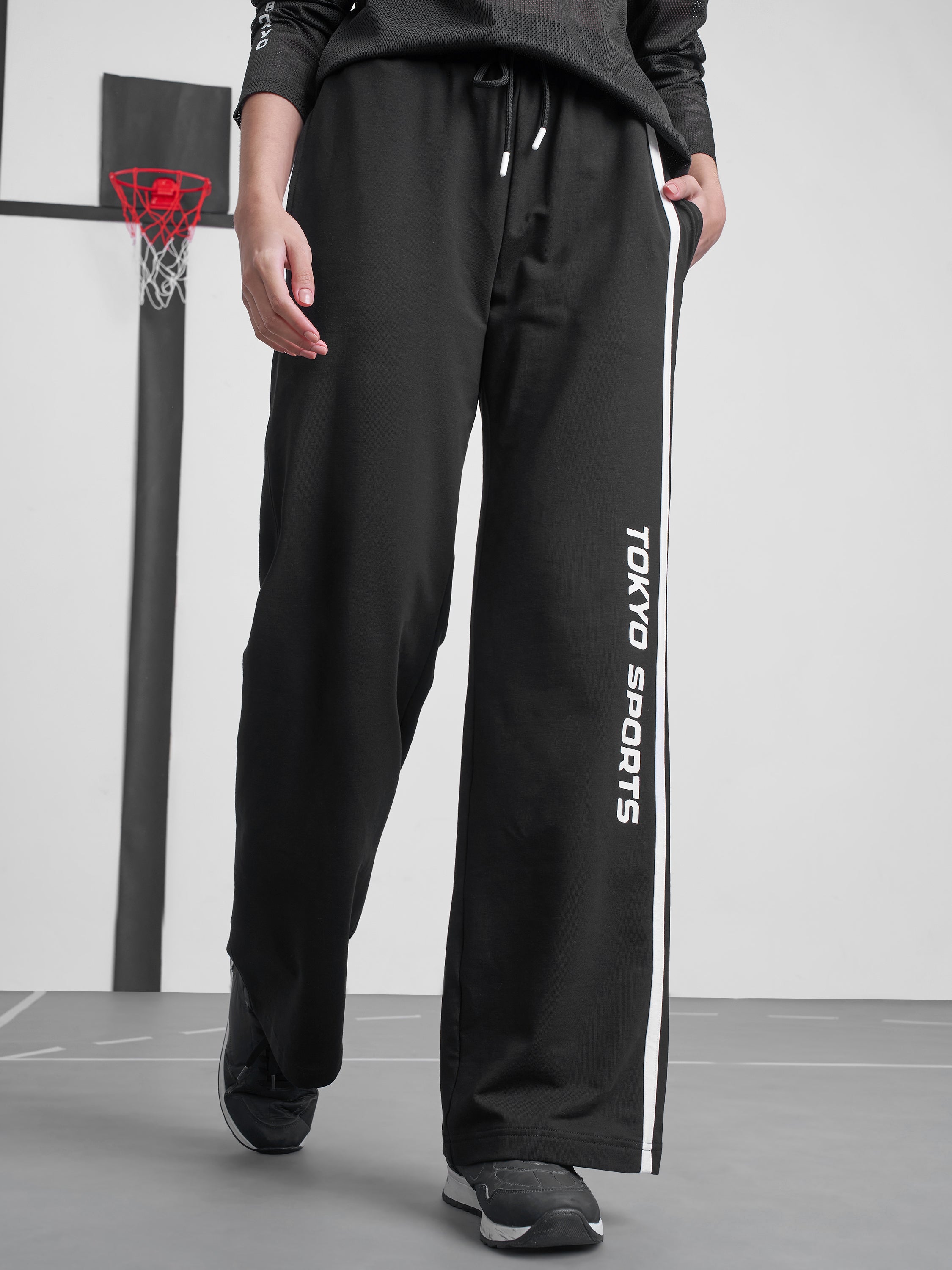 Street By Tokyo Talkies Women Black Regular Fit Track Pant - Black - Image 1
