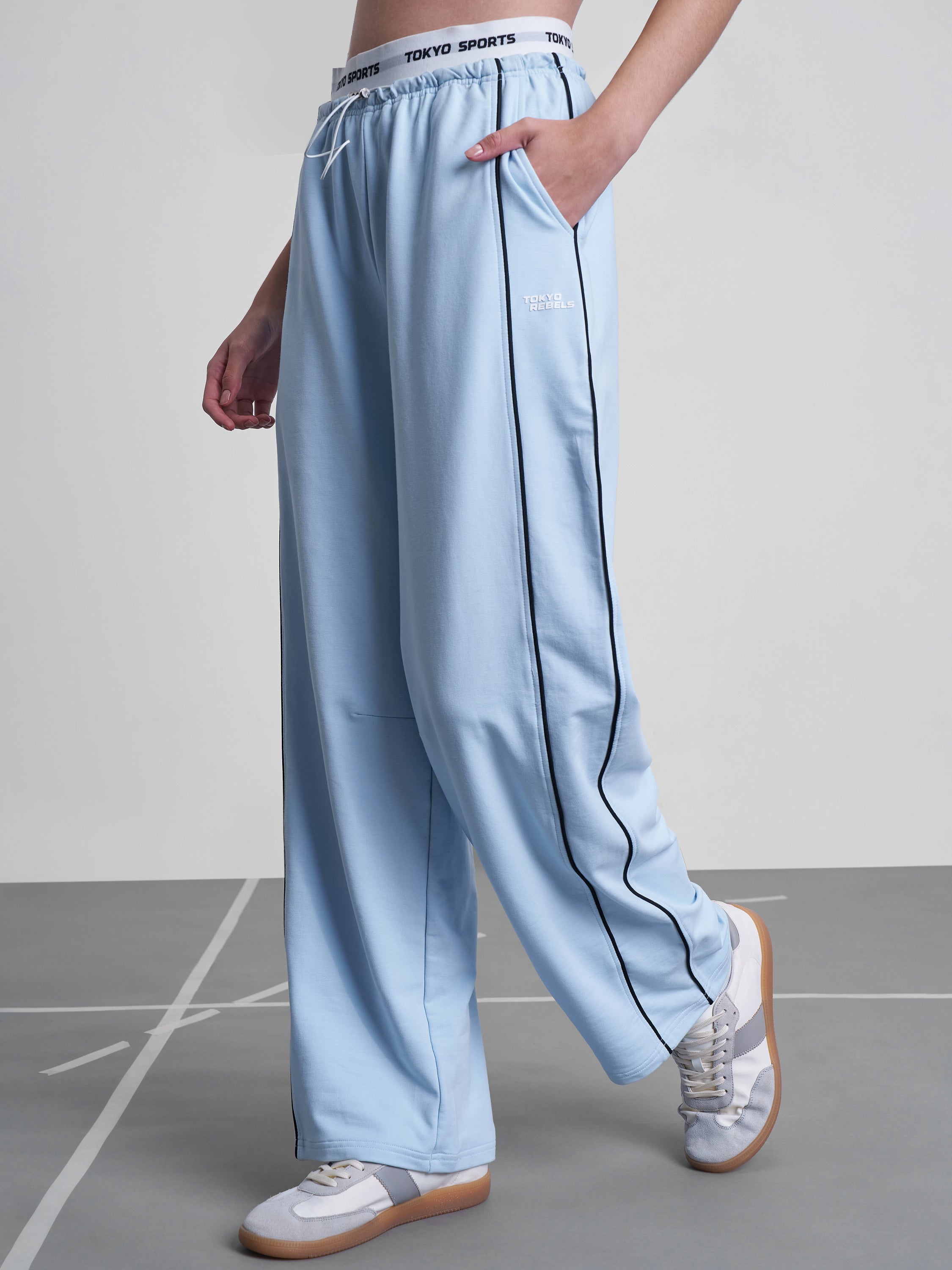 Street By Tokyo Talkies Women Blue Relaxed Fit Track Pant - Blue - Image 4