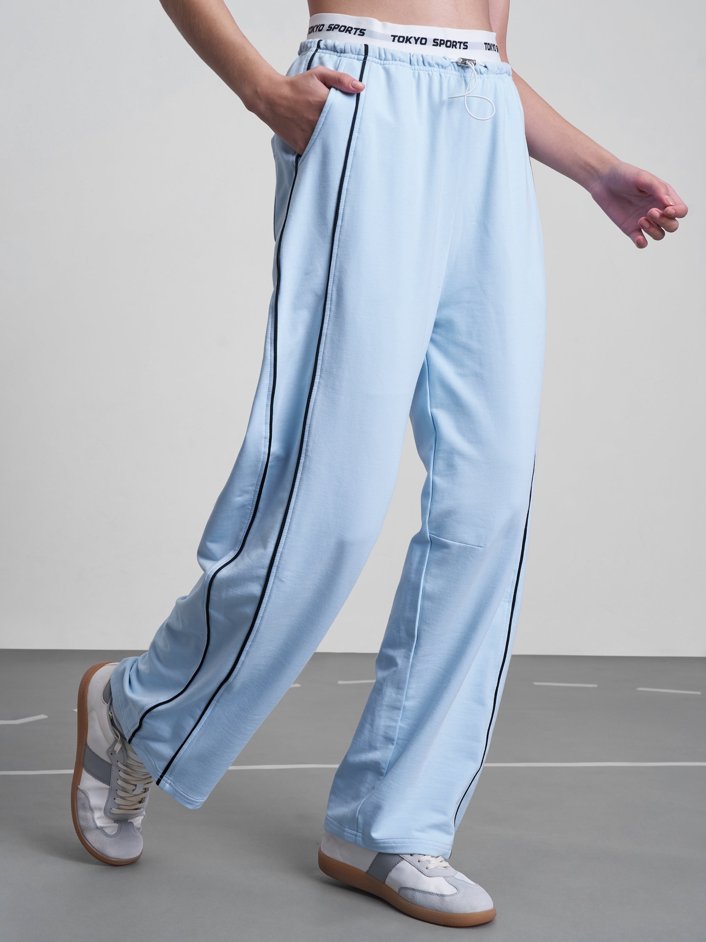 Street By Tokyo Talkies Women Blue Relaxed Fit Track Pant - Blue - Image 6