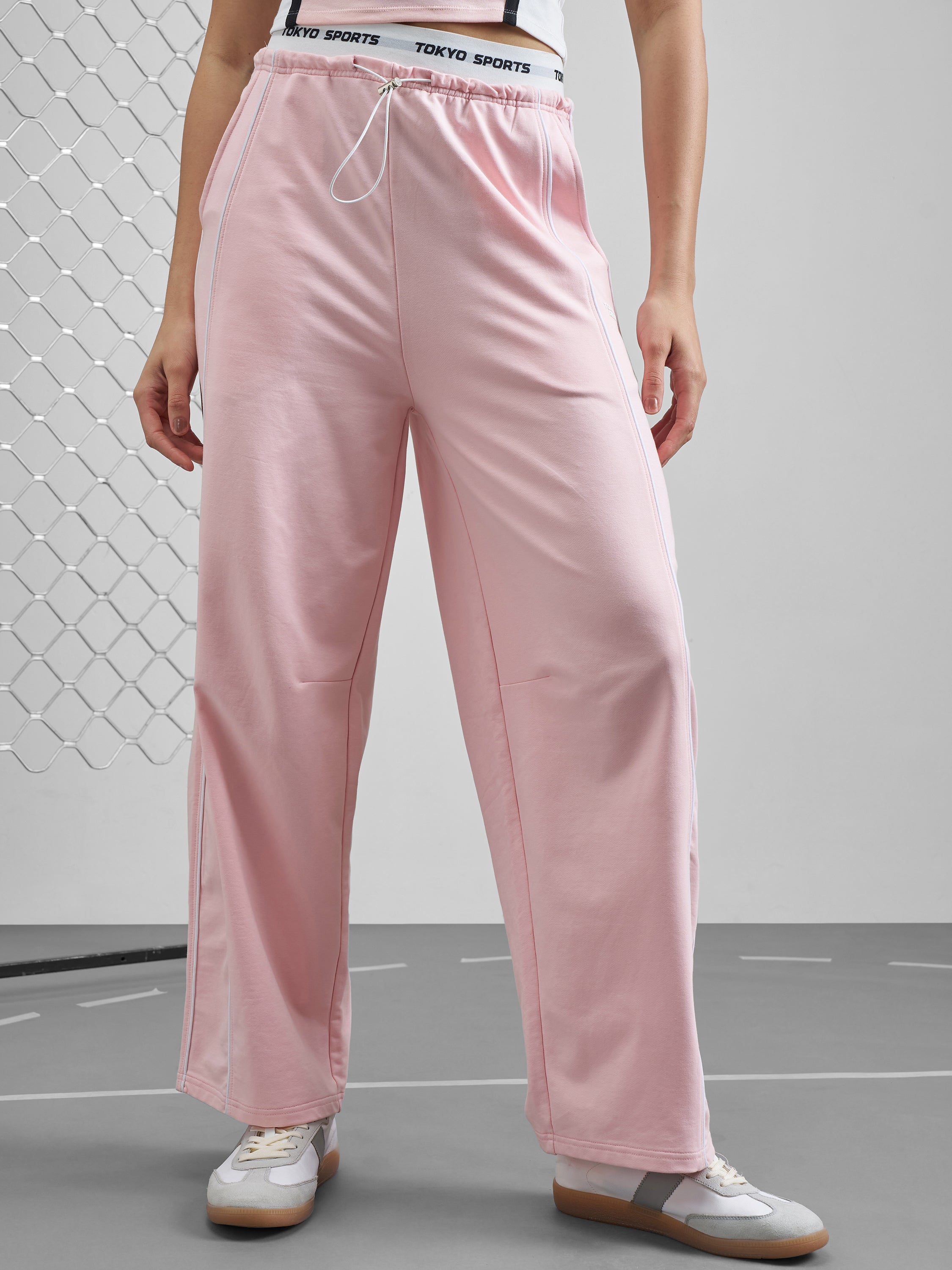 Street By Tokyo Talkies Women Pink Relaxed Fit Track Pant - Pink - Image 1