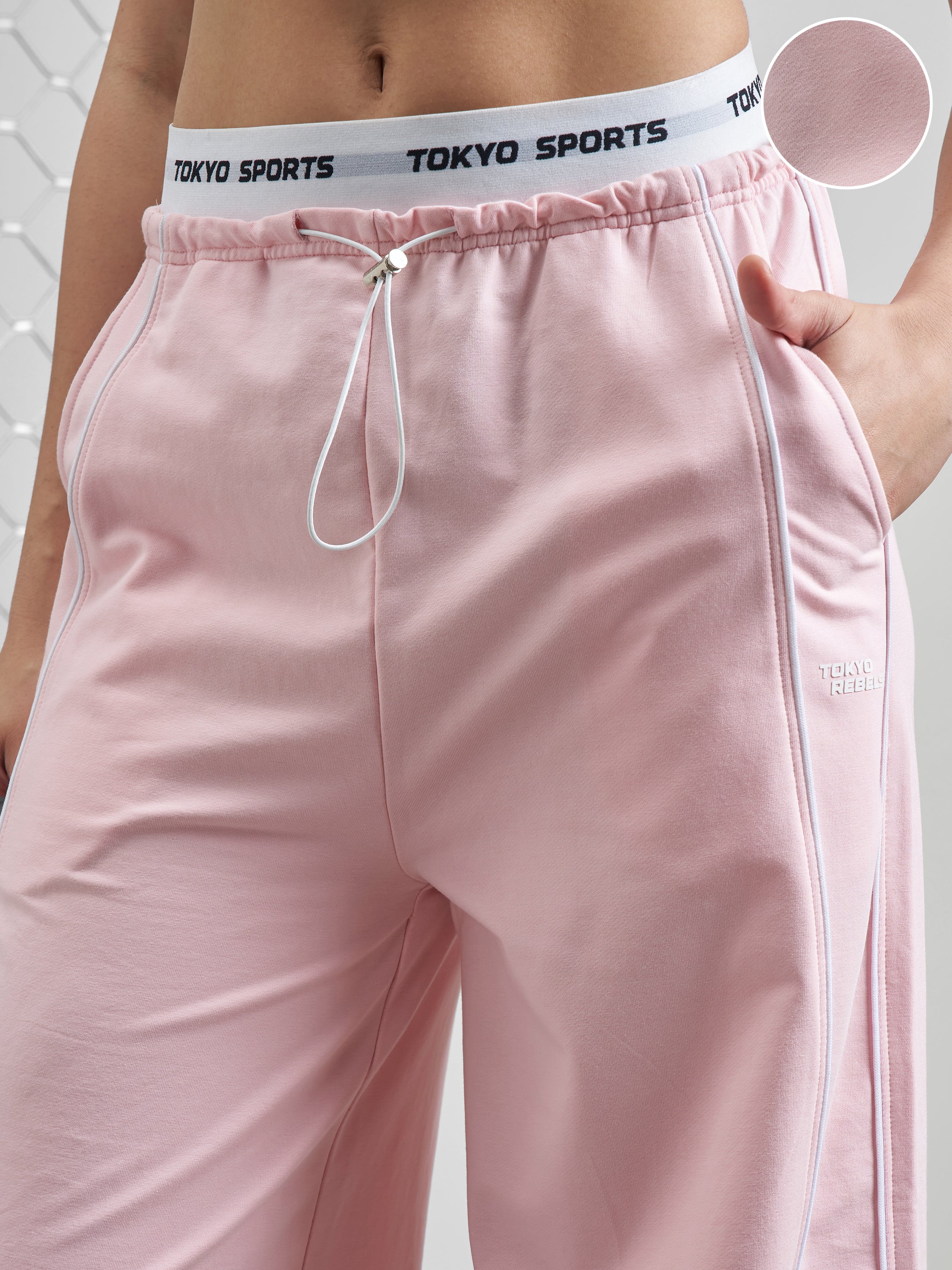 Street By Tokyo Talkies Women Pink Relaxed Fit Track Pant - Pink - Image 5