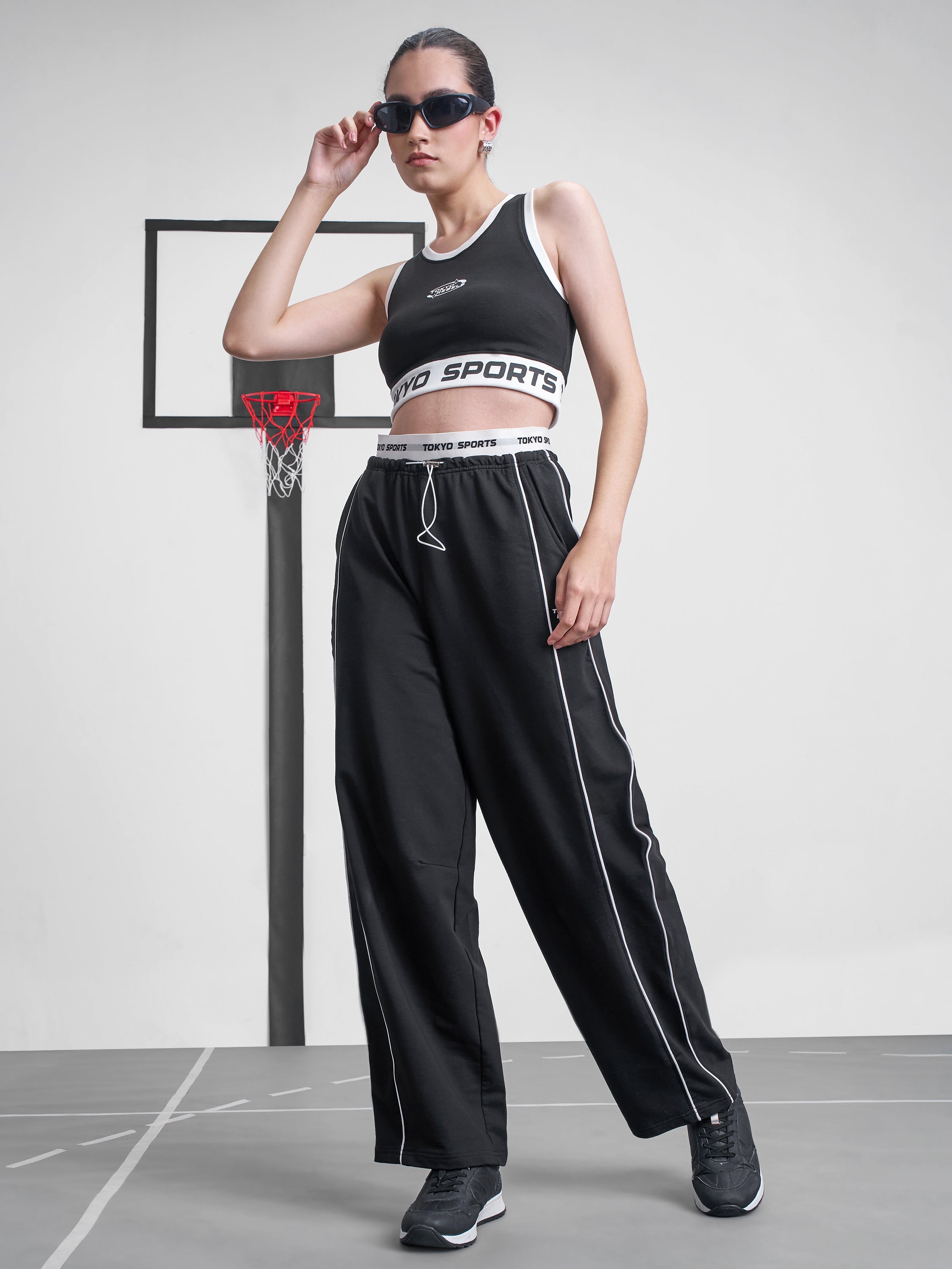Street By Tokyo Talkies Women Black Relaxed Fit Track Pant - Black - Image 2