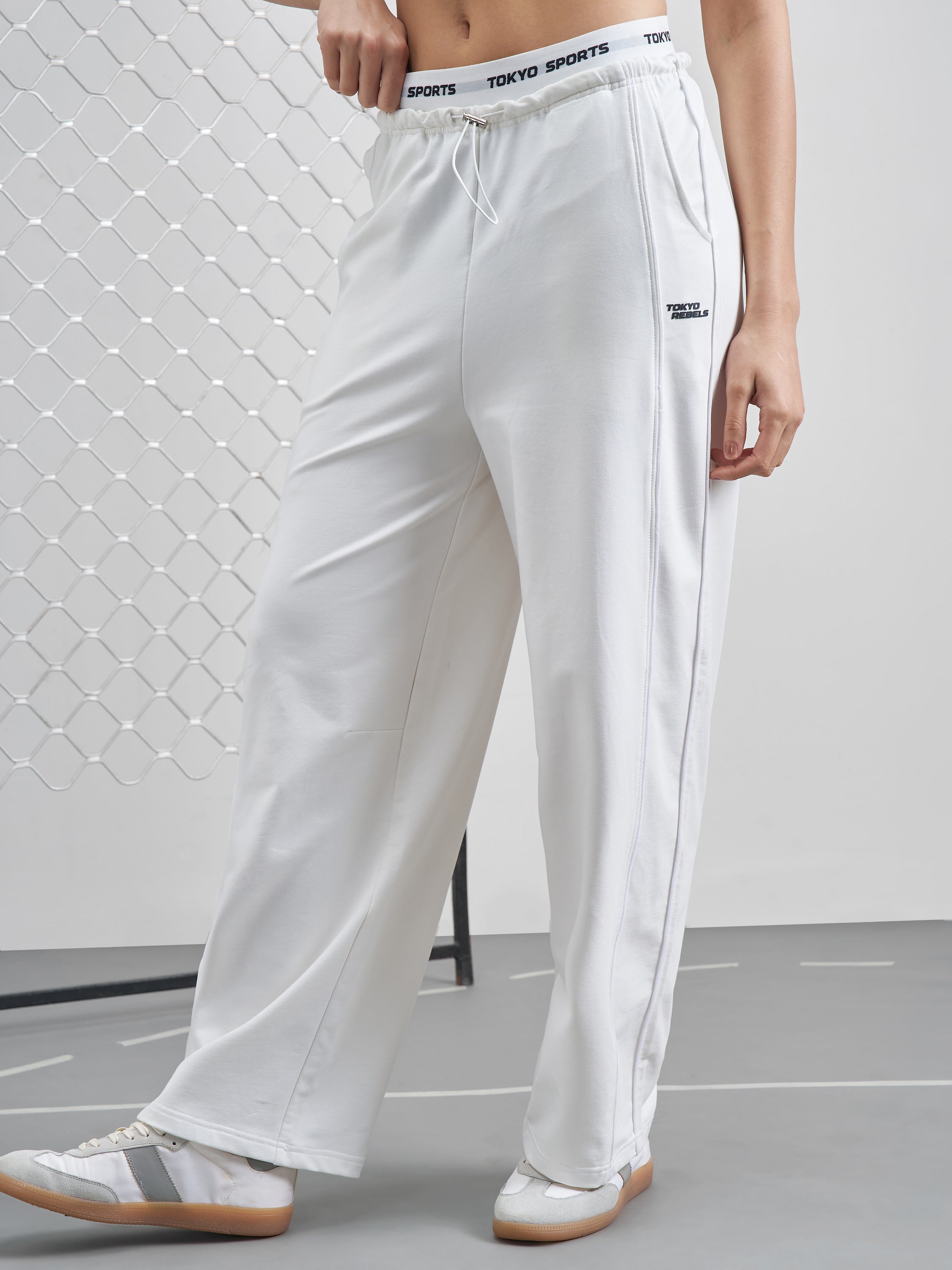 Street By Tokyo Talkies Women White Relaxed Fit Track Pant - White - Image 4