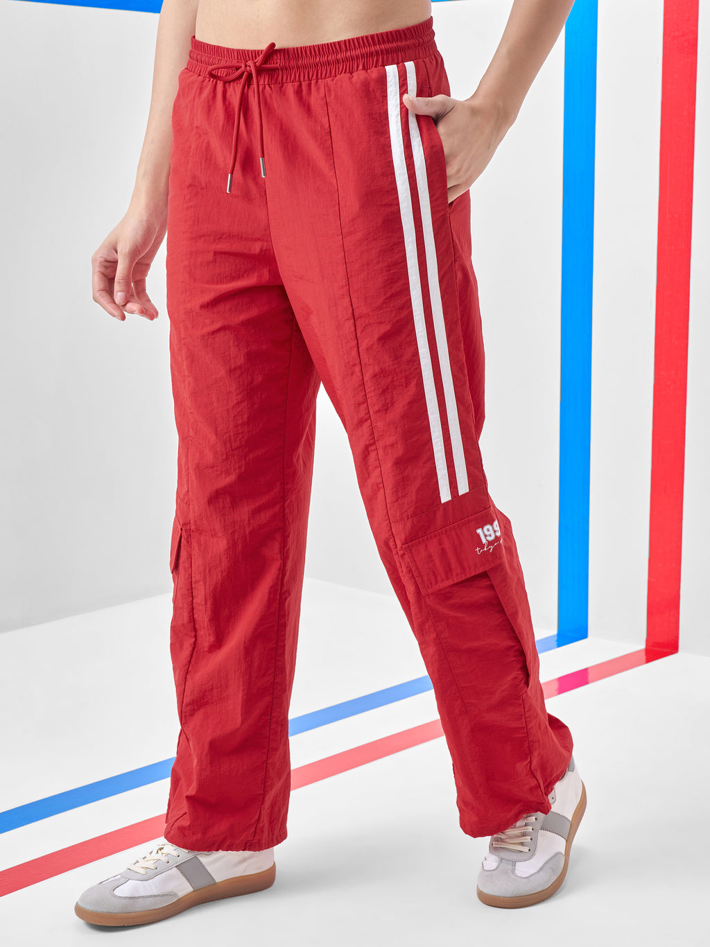 Street By Tokyo Talkies Women Red Bootcut Track Pant - Red - Image 4