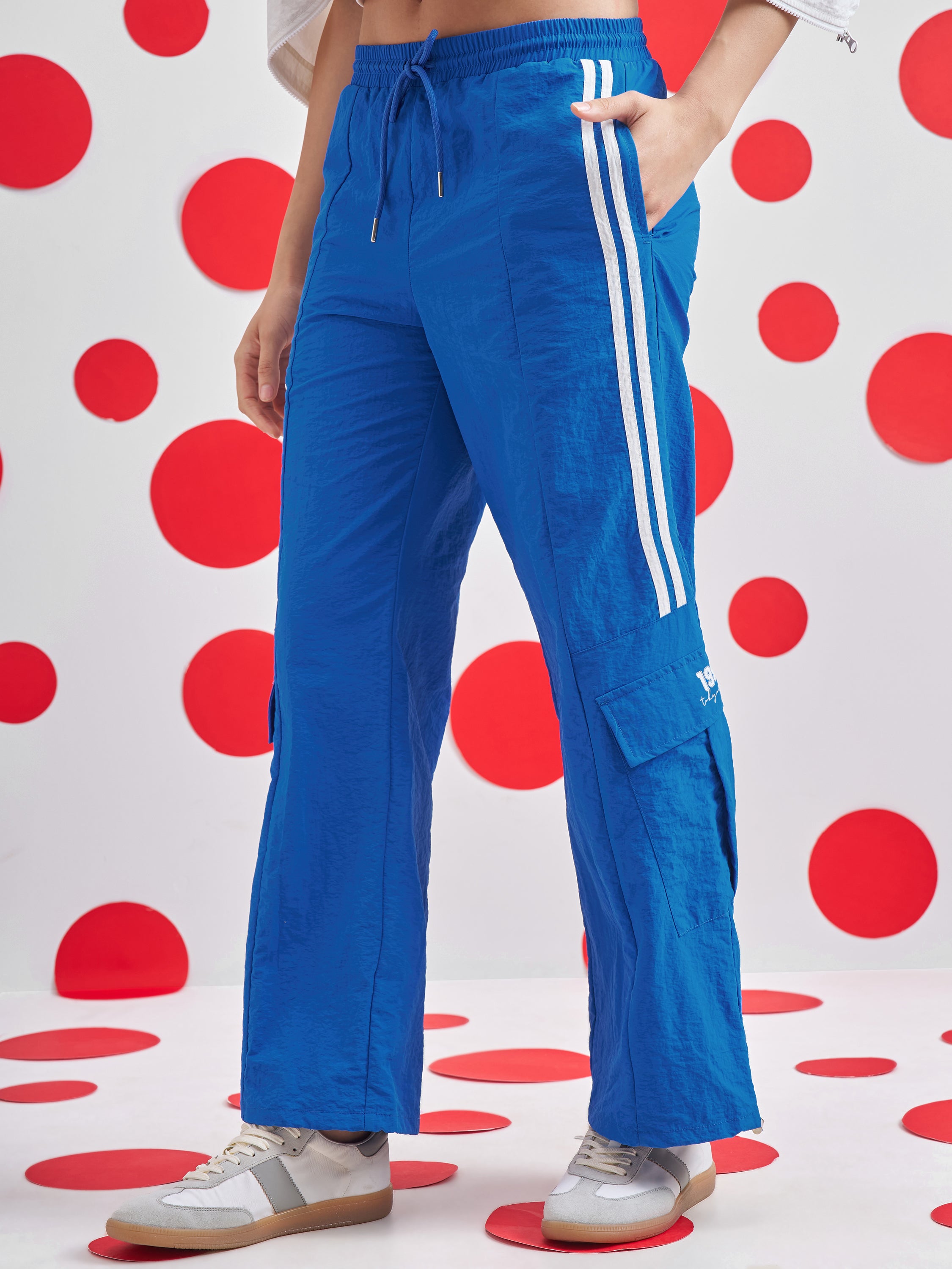 Street By Tokyo Talkies Women Blue Baggy Track Pant - Blue - Image 1