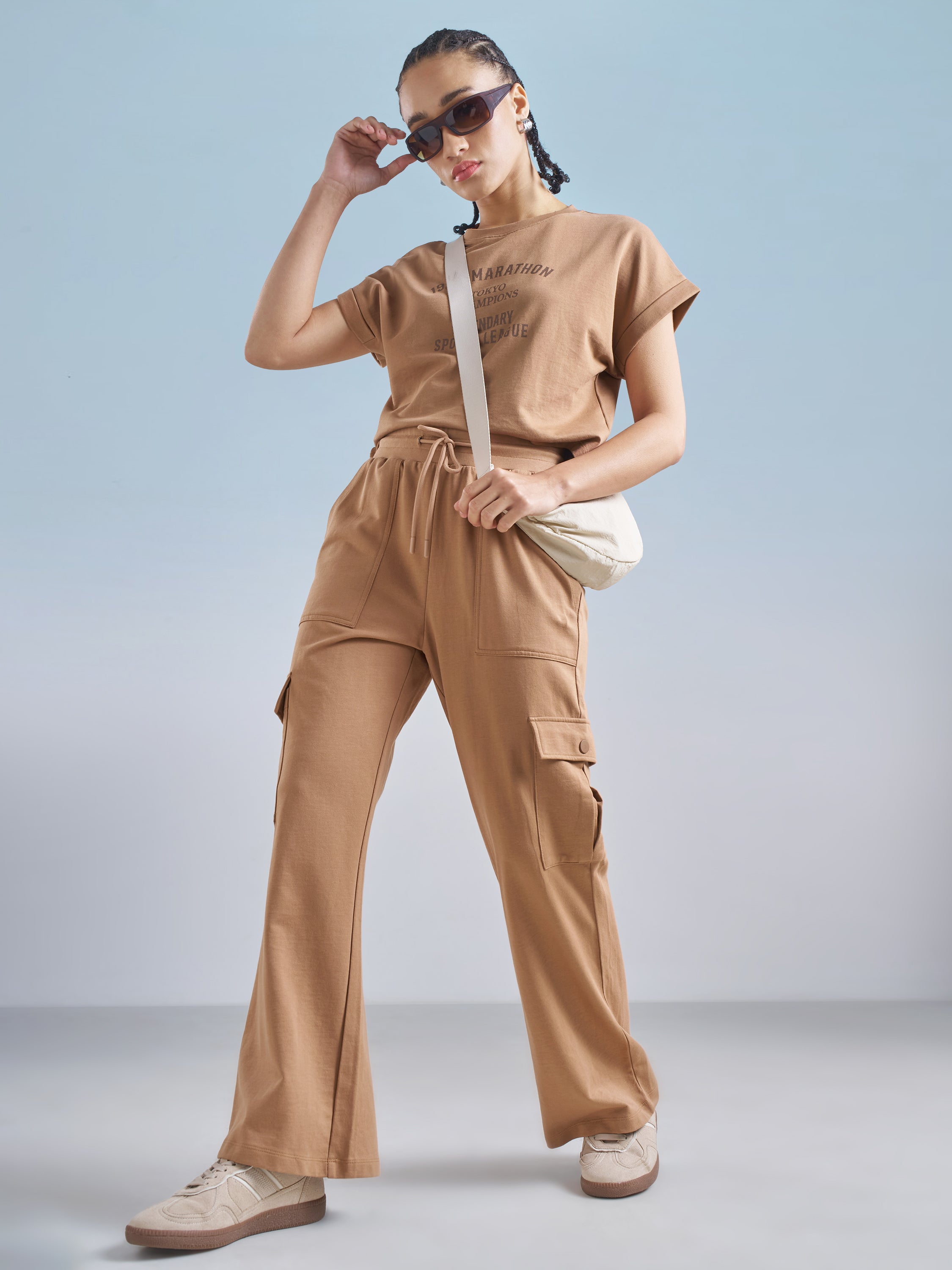 Street By Tokyo Talkies Women Brown Regular Fit Track Pant - Brown - Image 2