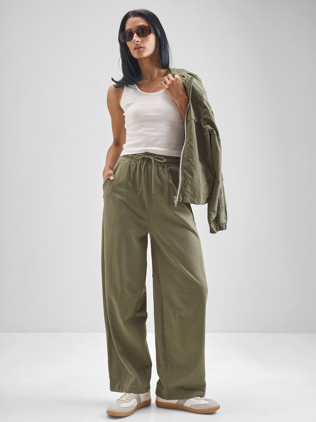 Street By Tokyo Talkies Women Olive Straight Fit Track Pant - Olive - Image 2