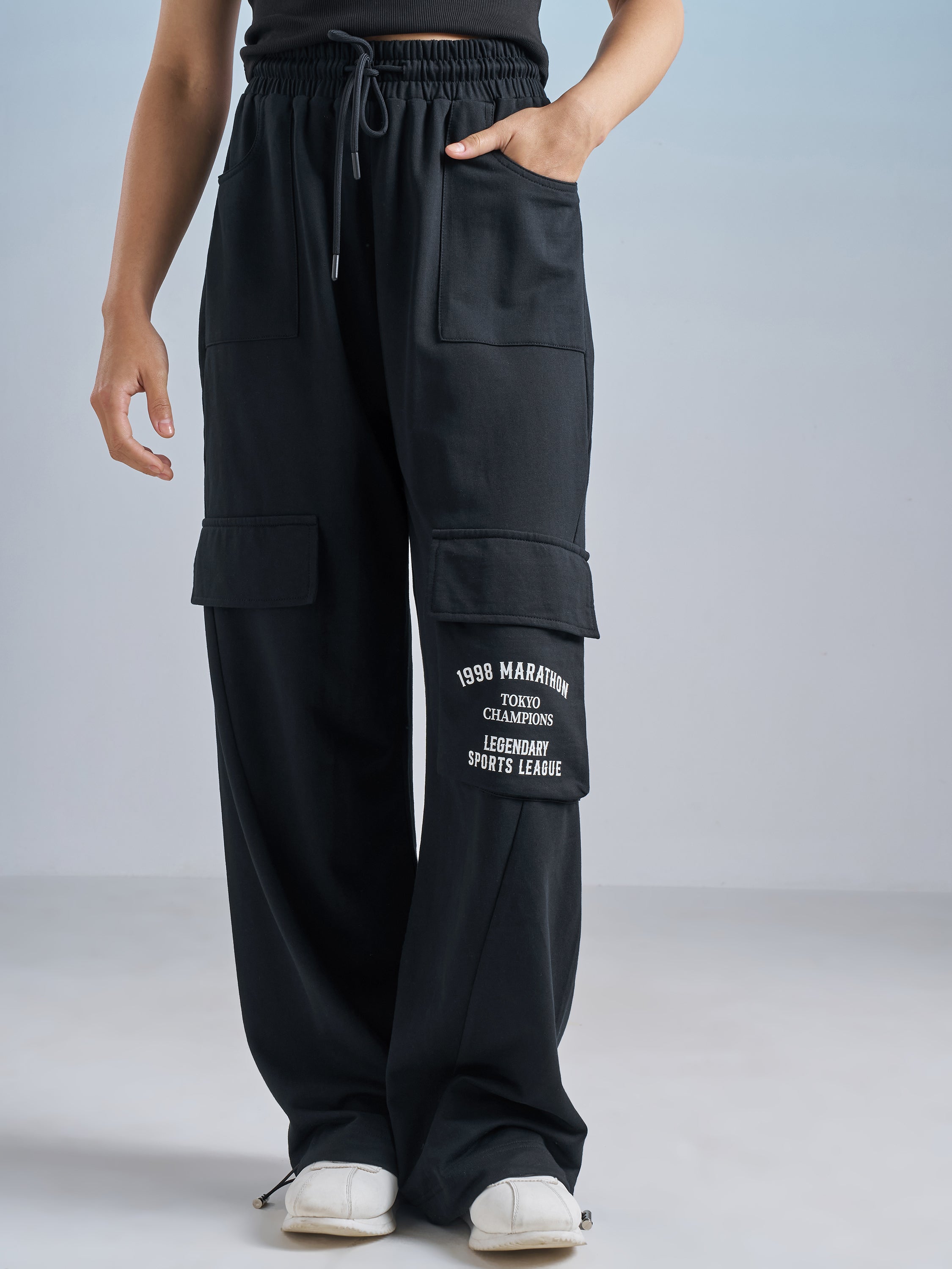 Street By Tokyo Talkies Women Black Regular Fit Track Pant - Black - Image 1
