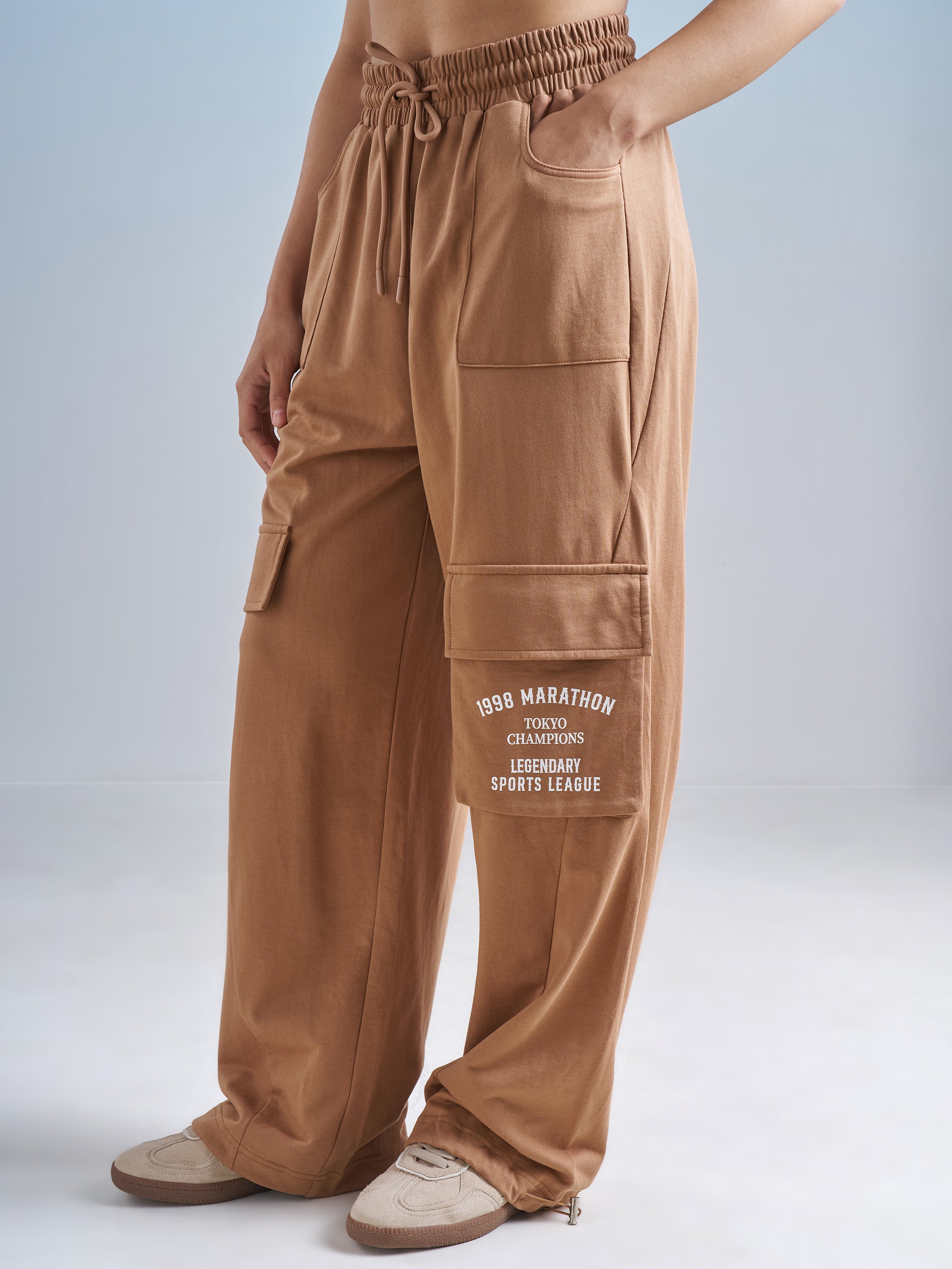 Street By Tokyo Talkies Women Brown Regular Fit Track Pant - Brown - Image 4
