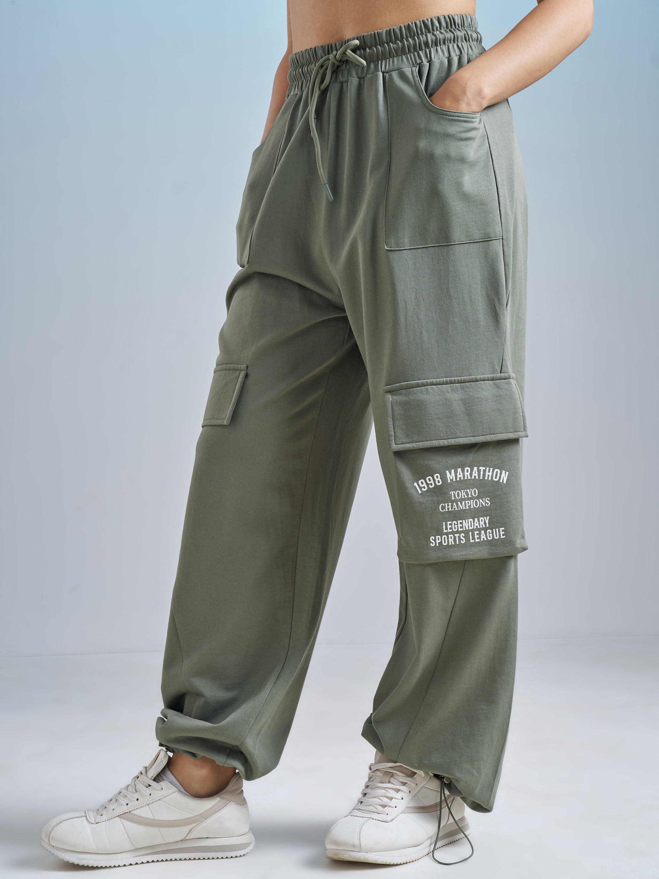 Street By Tokyo Talkies Women Olive Regular Fit Track Pant - Olive - Image 4