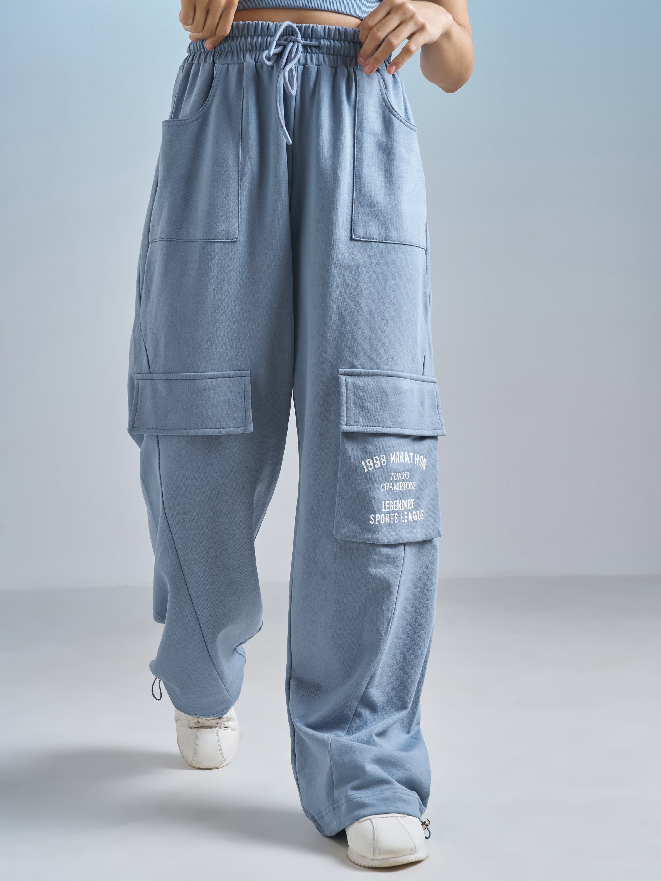 Street By Tokyo Talkies Women Blue Regular Fit Track Pant - Blue - Image 1