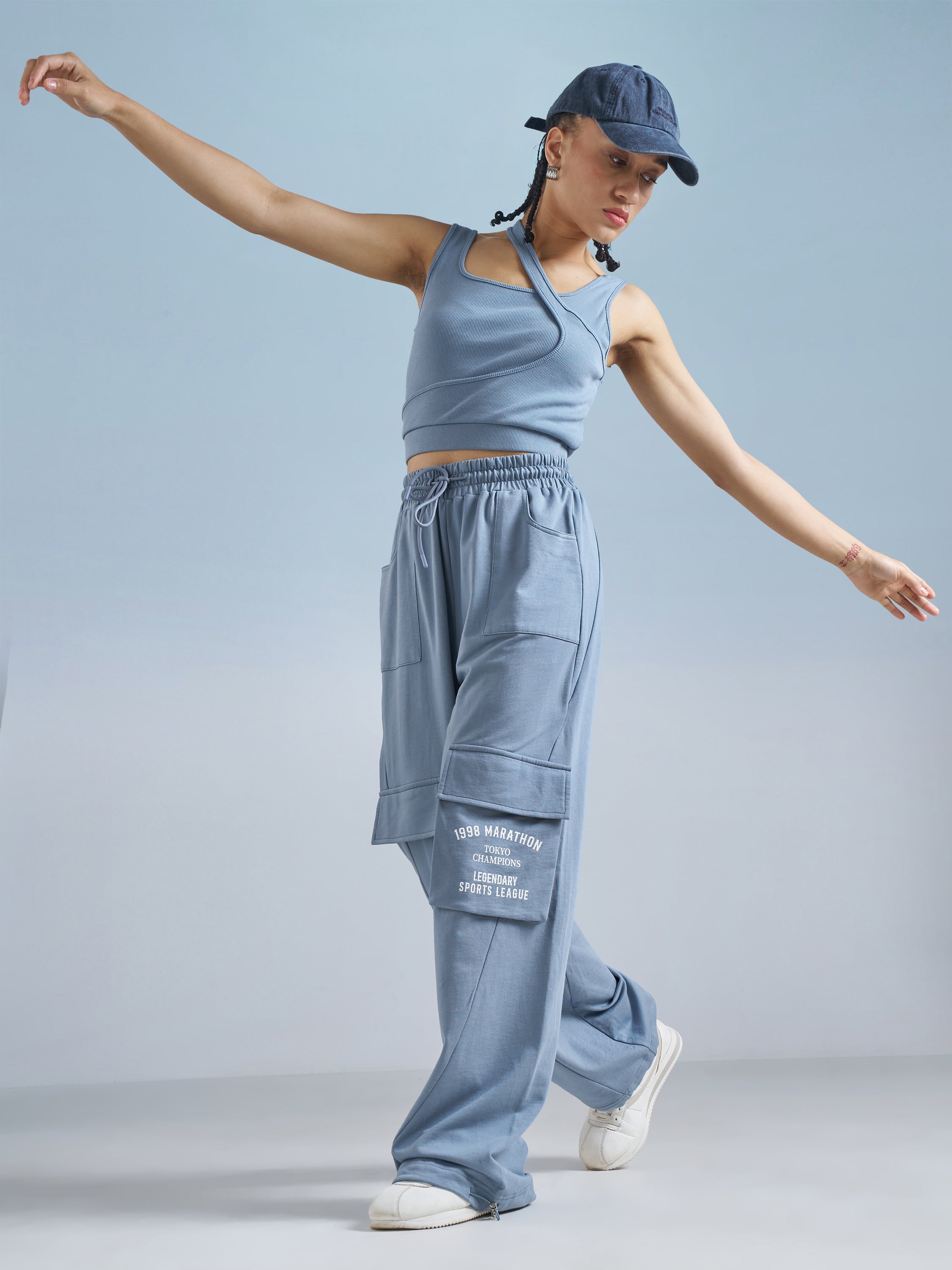 Street By Tokyo Talkies Women Blue Regular Fit Track Pant - Blue - Image 2