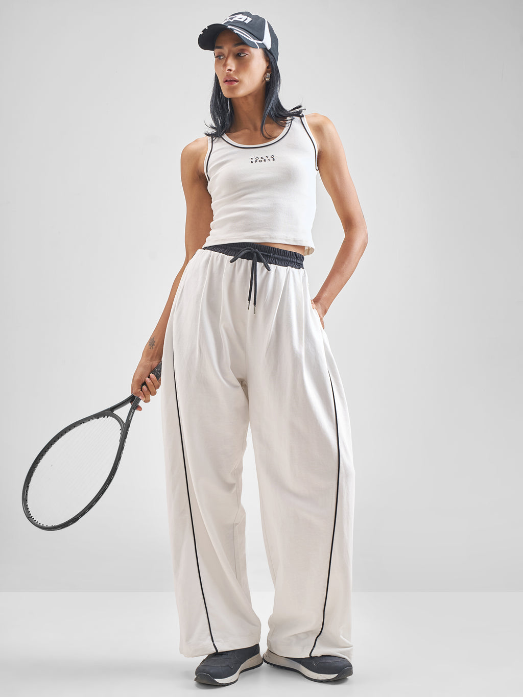 Street By Tokyo Talkies Women White Wide Leg Track Pant - White - Image 2