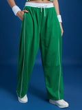 Street By Tokyo Talkies Women Green Wide Leg Track Pant - Green - Image 1