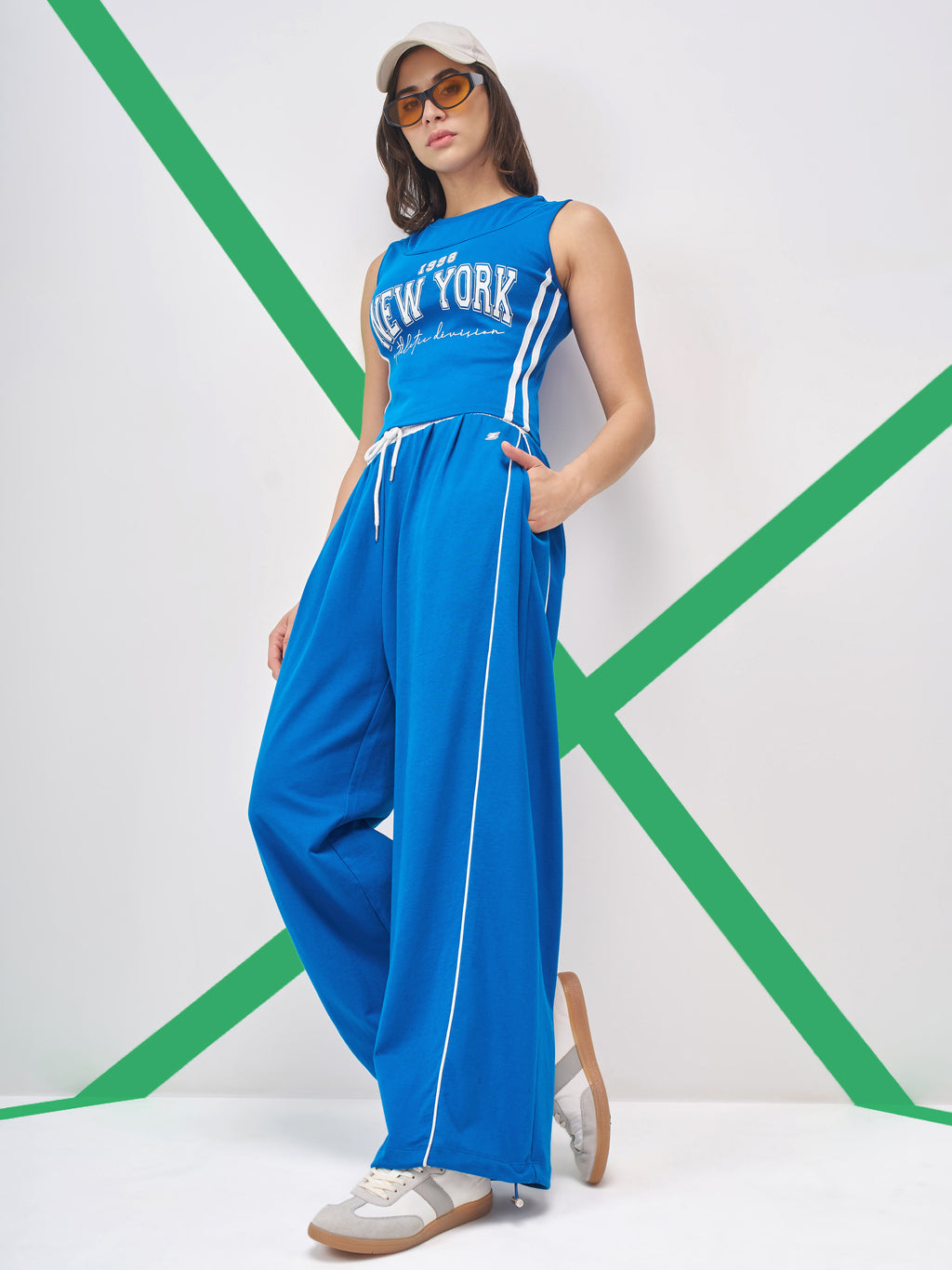 Street By Tokyo Talkies Women Blue Wide Leg Track Pant - Blue - Image 2