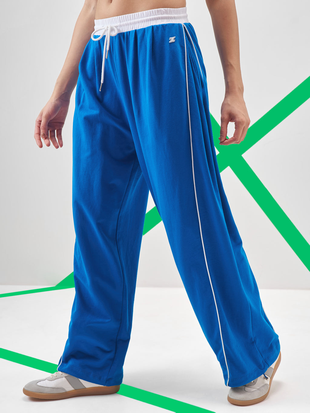 Street By Tokyo Talkies Women Blue Wide Leg Track Pant - Blue - Image 4