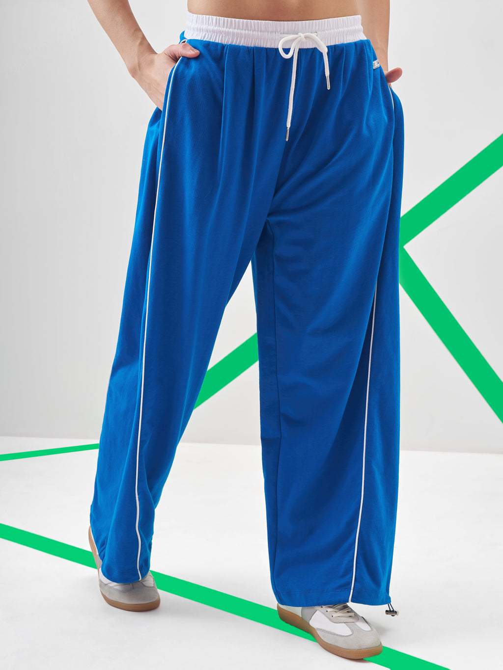 Street By Tokyo Talkies Women Blue Wide Leg Track Pant - Blue - Image 6