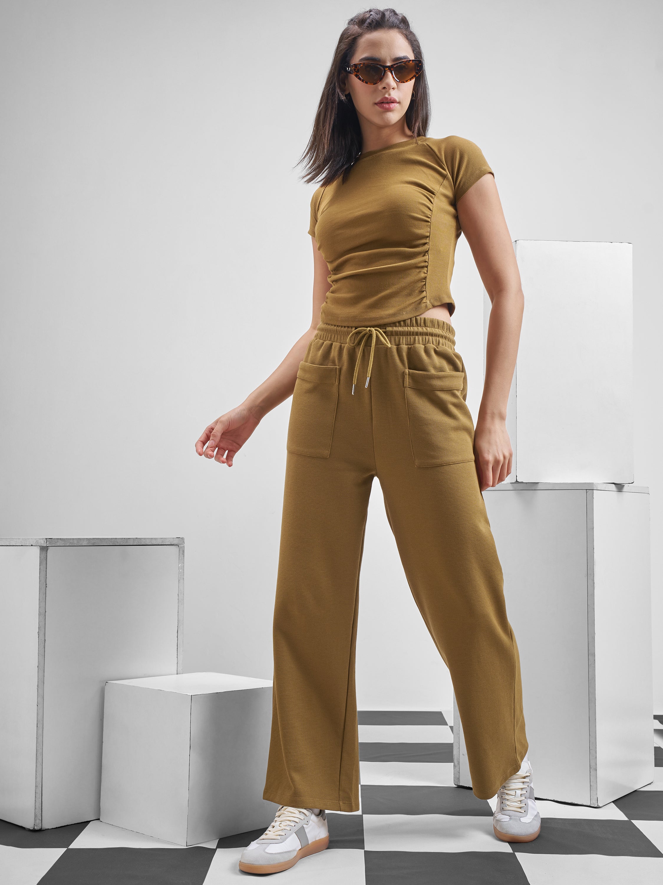 Street By Tokyo Talkies Women Brown Relaxed Fit Track Pant - Brown - Image 2