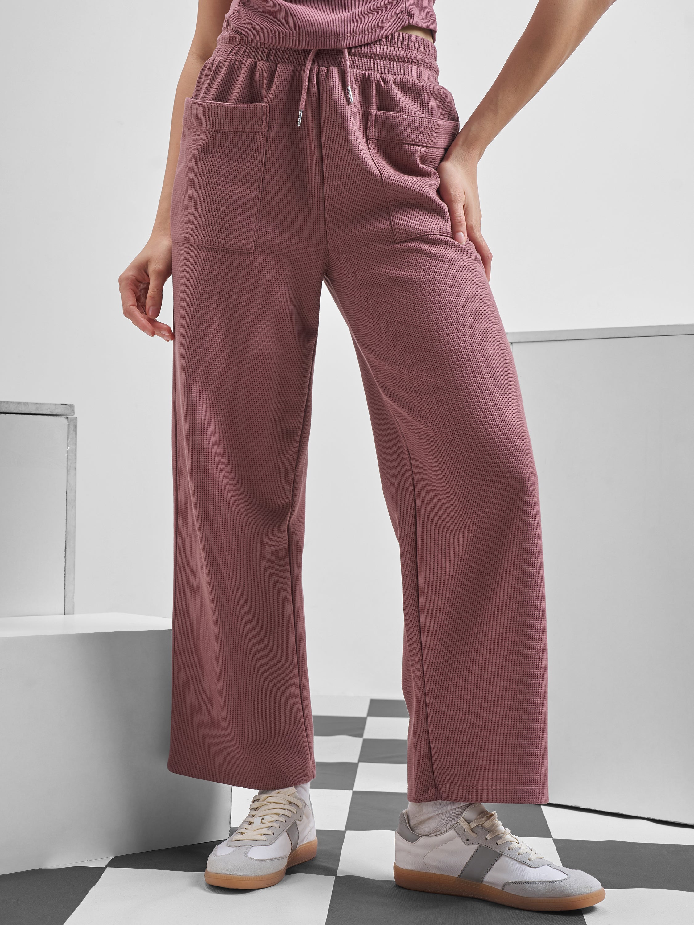 Street By Tokyo Talkies Women Mauve Relaxed Fit Track Pant - Mauve - Image 1