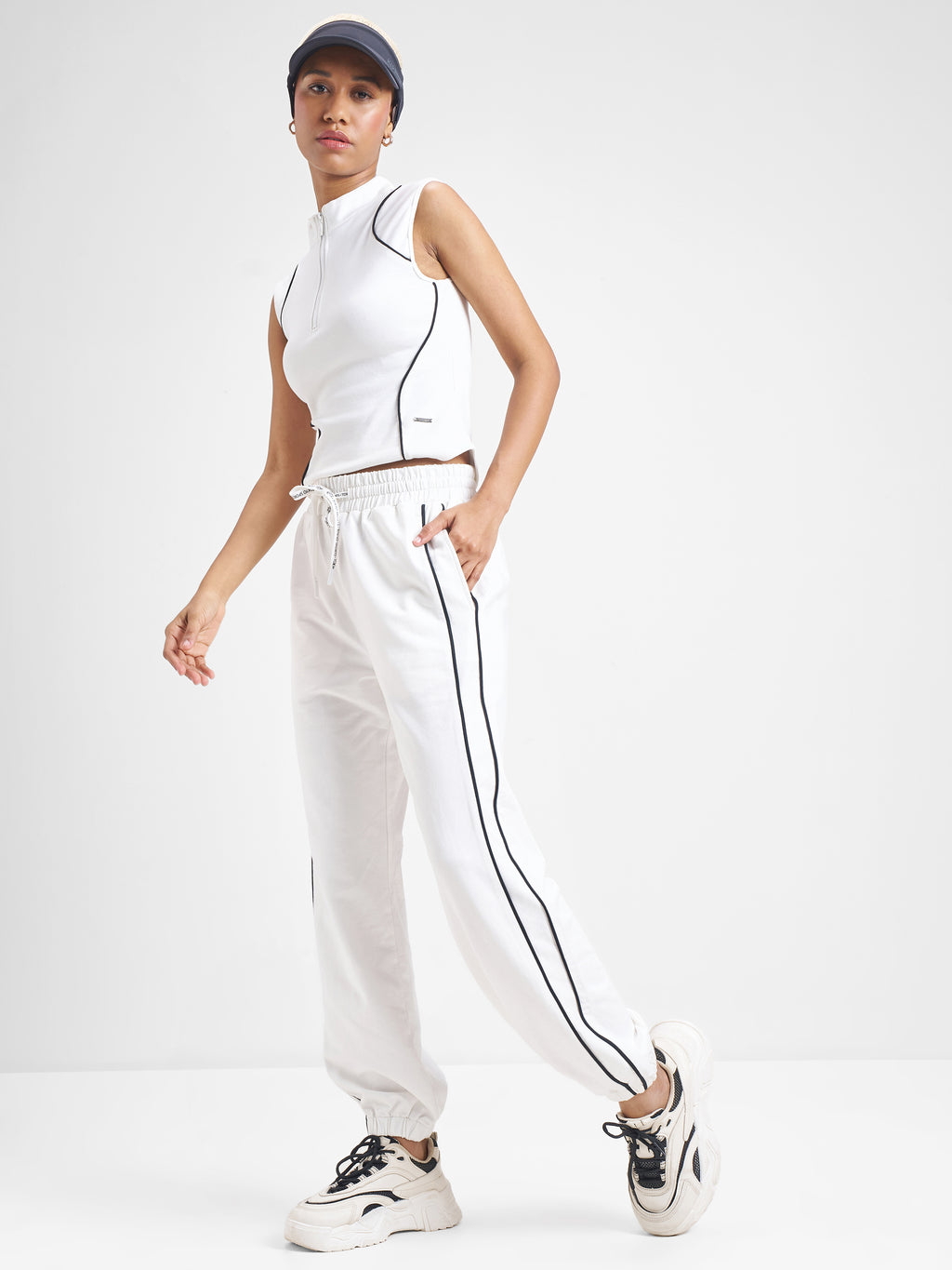 Street By Tokyo Talkies Women White Baggy Track Pant - White - Image 2