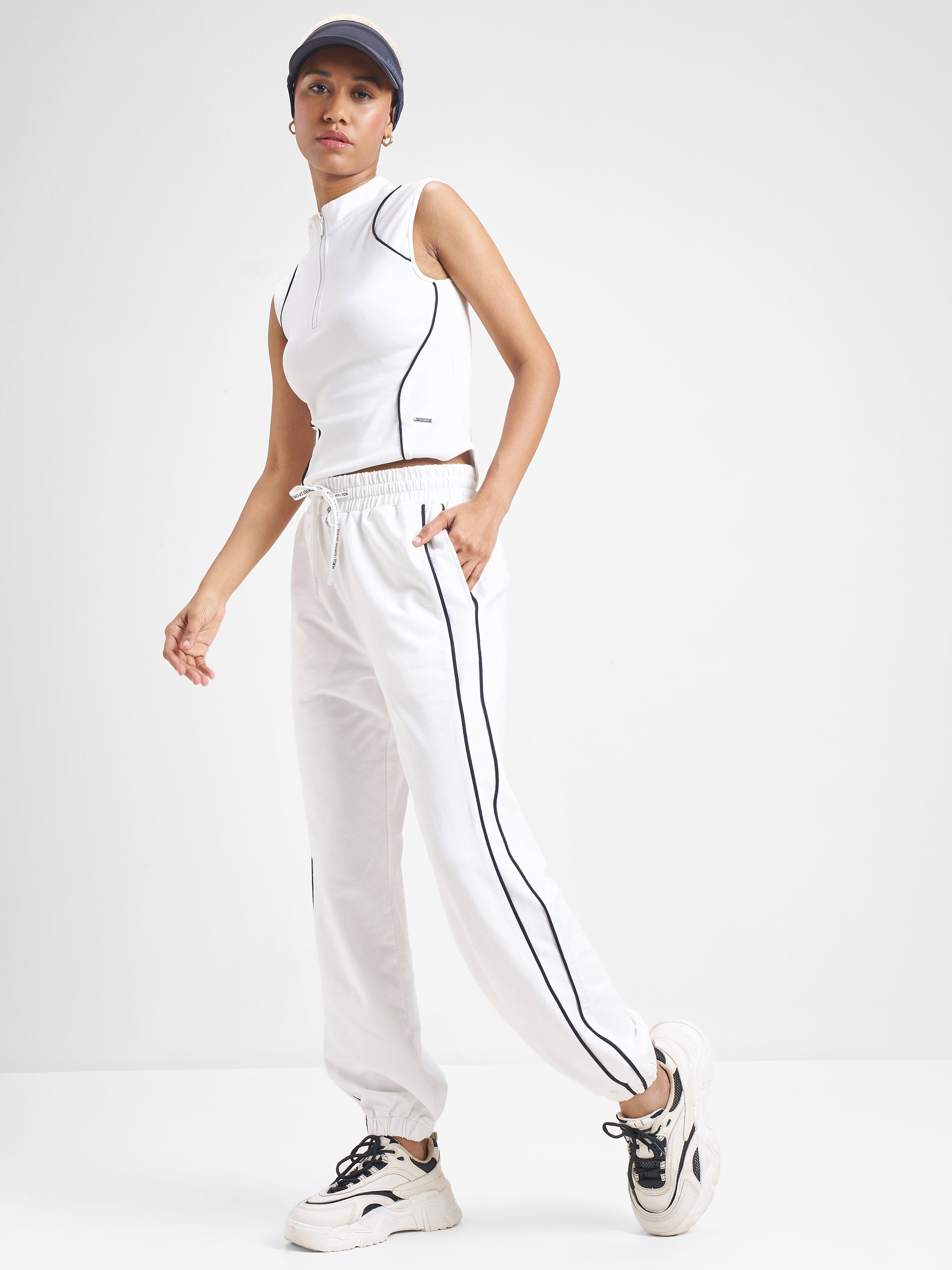 Street By Tokyo Talkies Women White Baggy Track Pant - White - Image 2