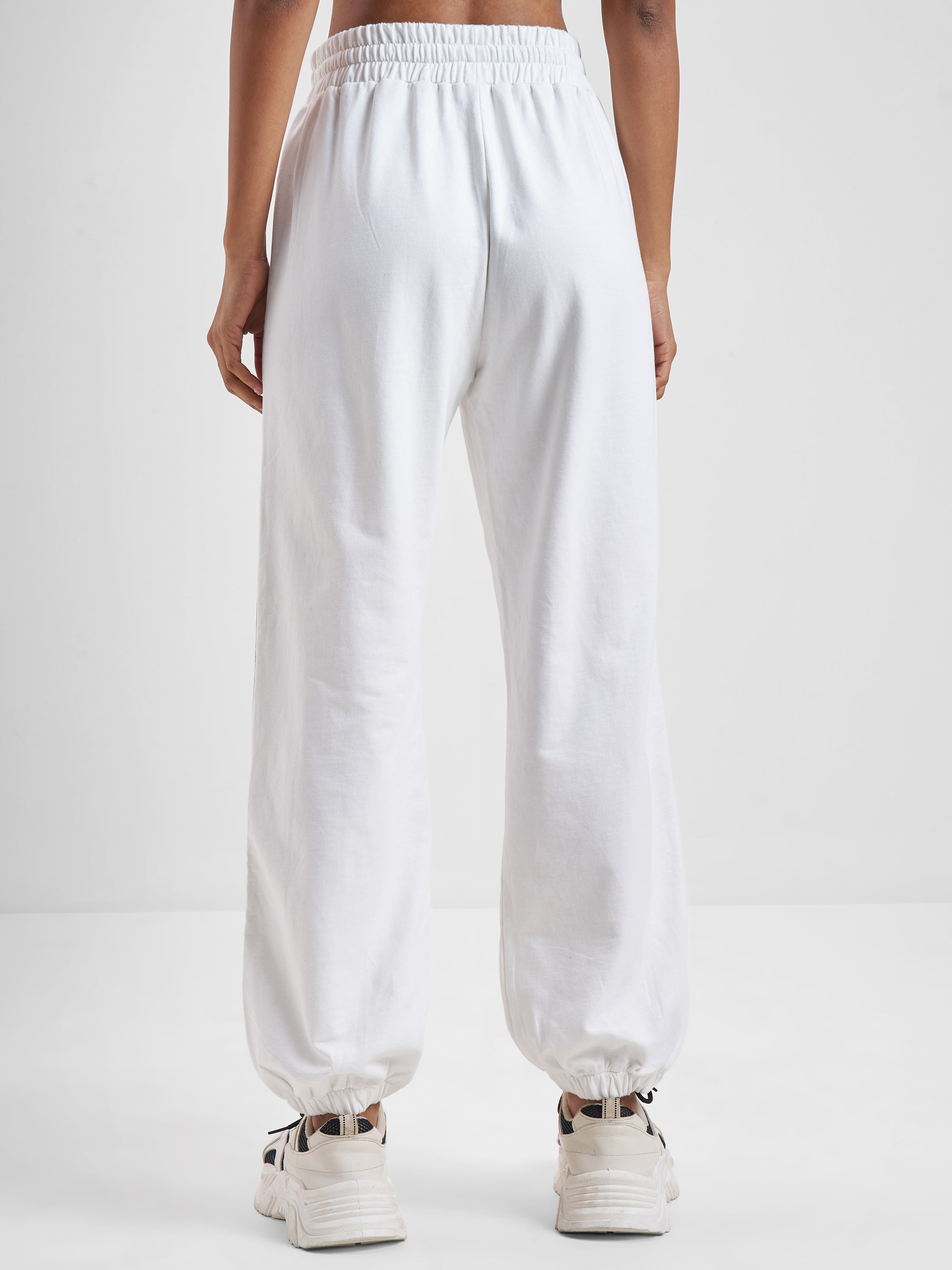 Street By Tokyo Talkies Women White Baggy Track Pant - White - Image 3