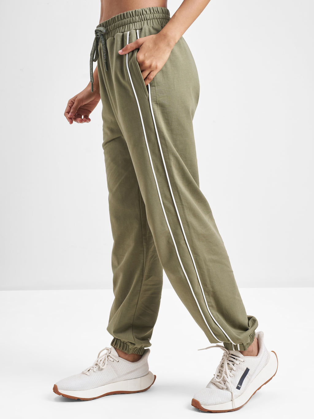 Street By Tokyo Talkies Women Olive Baggy Track Pant - Olive - Image 4