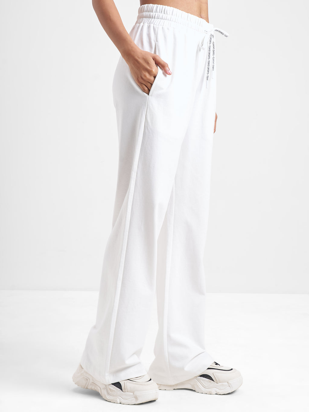 Street By Tokyo Talkies Women White Baggy Track Pant - White - Image 6