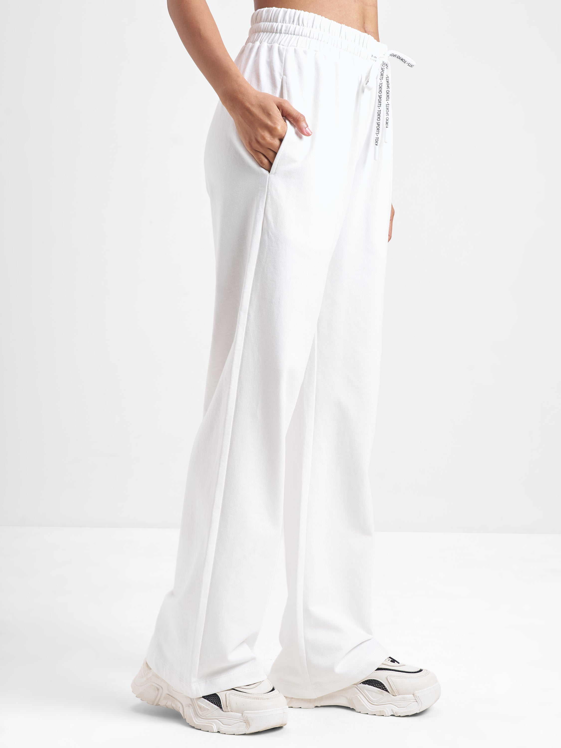 Street By Tokyo Talkies Women White Baggy Track Pant - White - Image 6