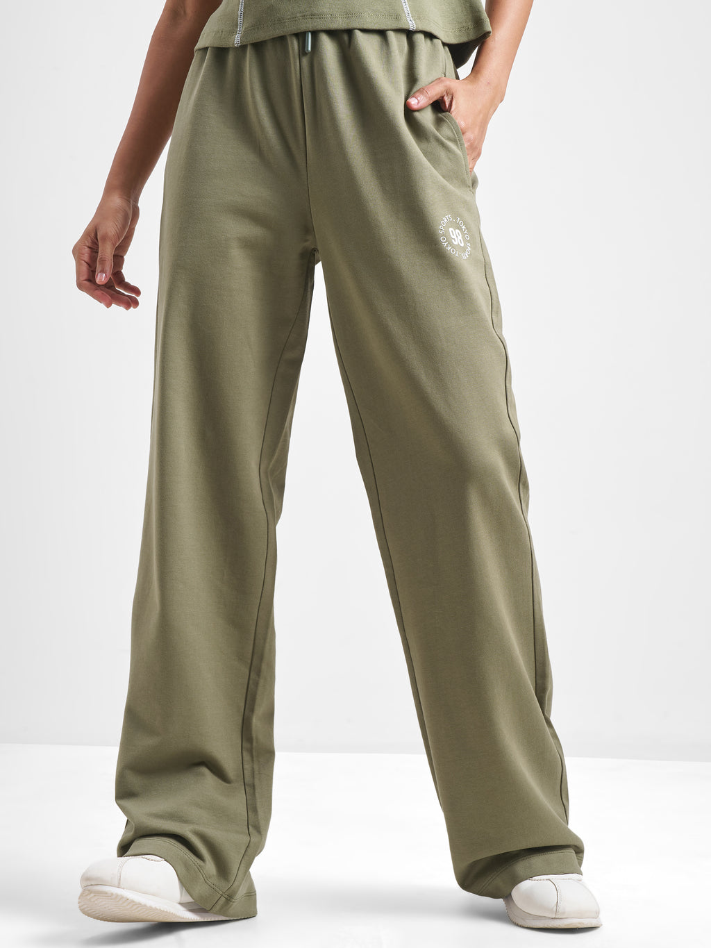 Street By Tokyo Talkies Women Olive Baggy Track Pant - Olive - Image 3