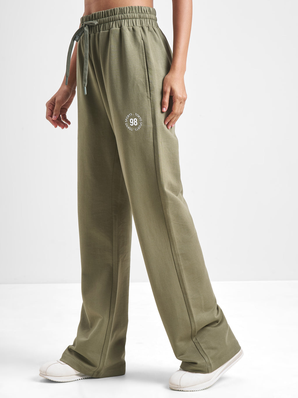 Street By Tokyo Talkies Women Olive Baggy Track Pant - Olive - Image 6