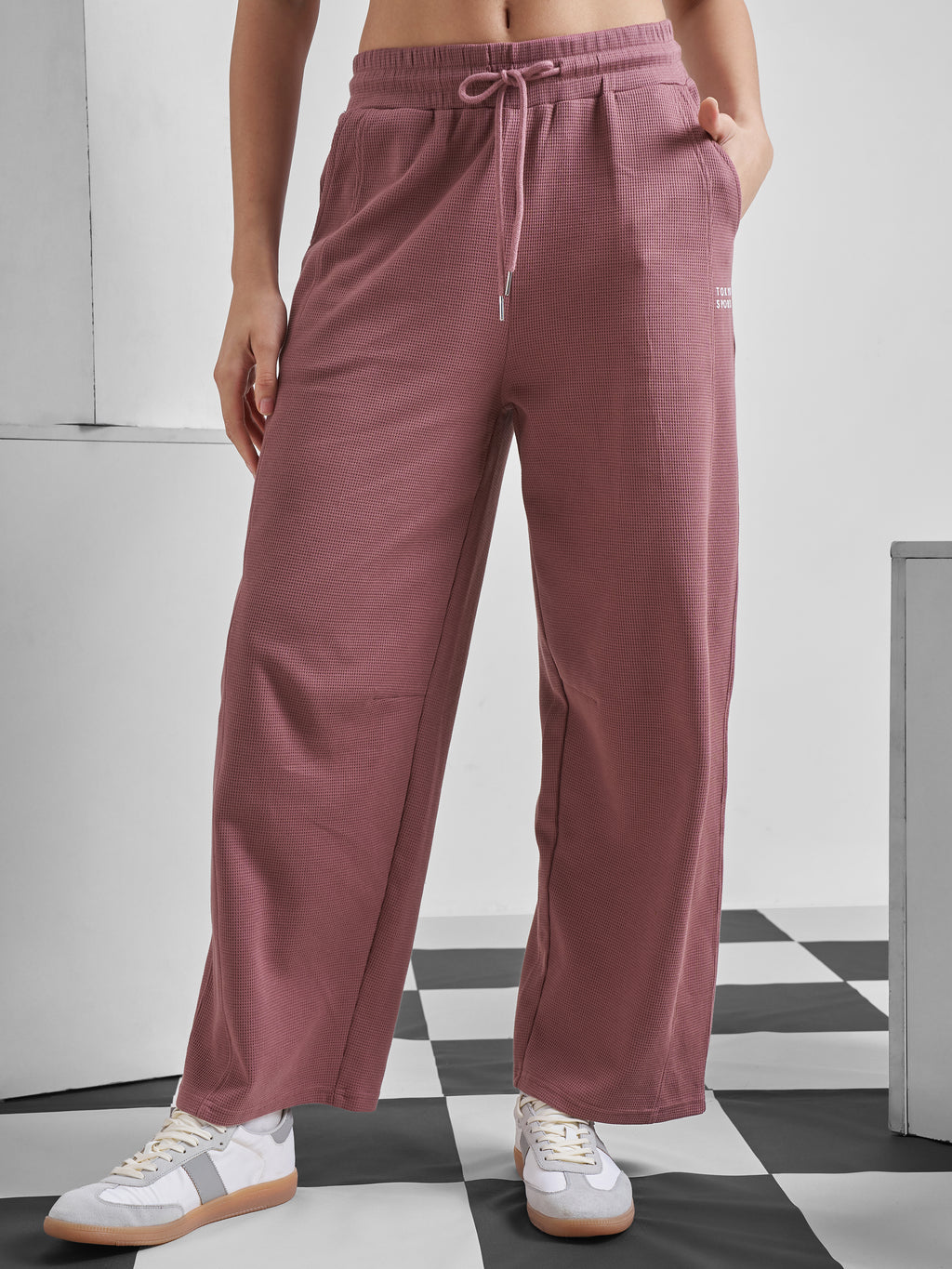 Street By Tokyo Talkies Women Mauve Relaxed Fit Track Pant - Mauve - Image 1