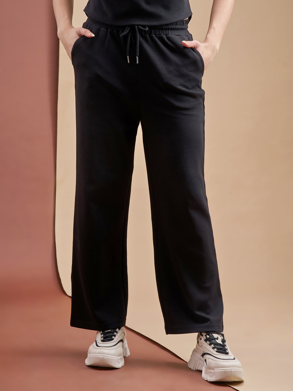 Street By Tokyo Talkies Women Black Relaxed Fit Track Pant - Black - Image 1