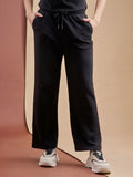 Street By Tokyo Talkies Women Black Relaxed Fit Track Pant - Black - Image 1